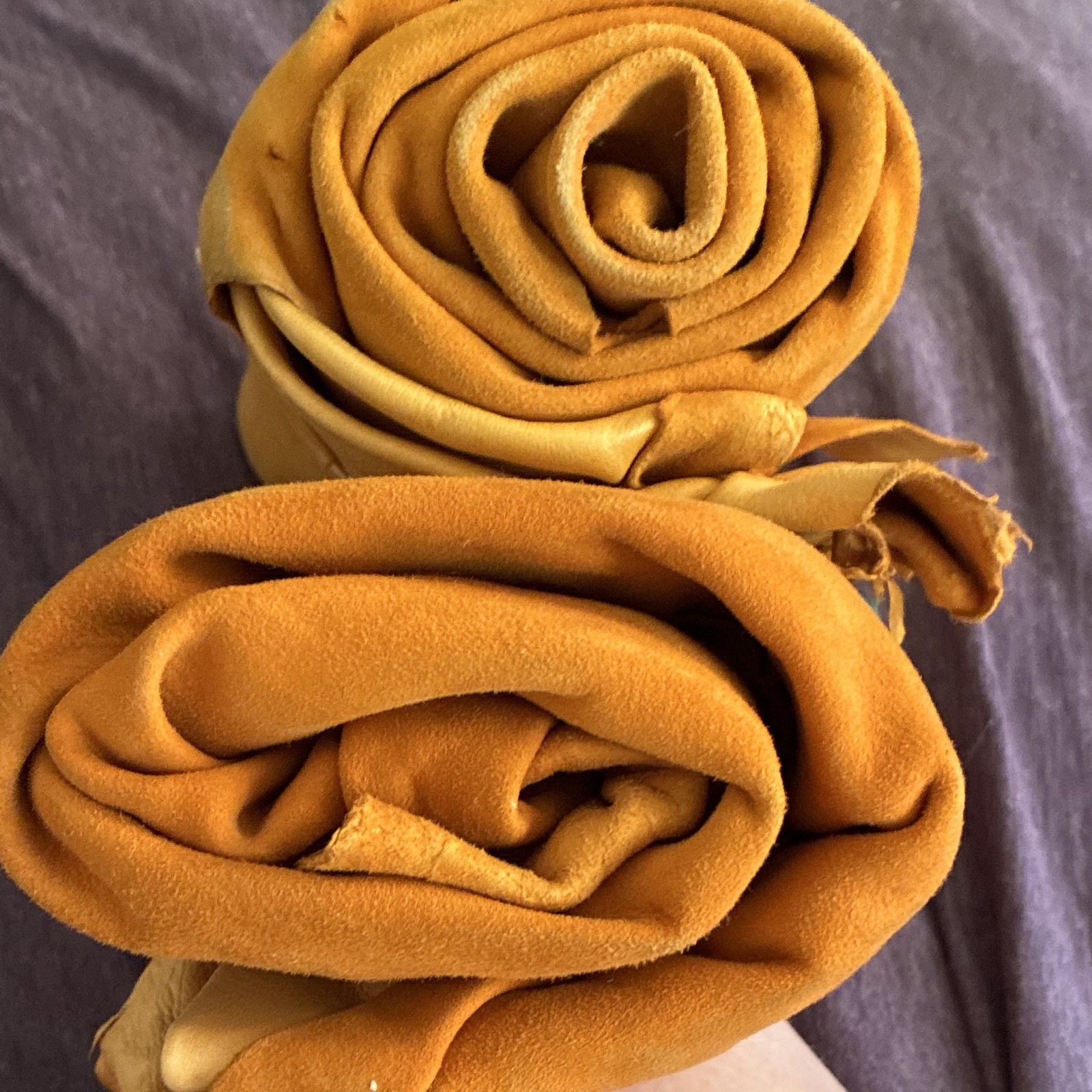 2 Rolled Leather Hide/Piece Tan Tied Bundle – Leather Pieces see description
