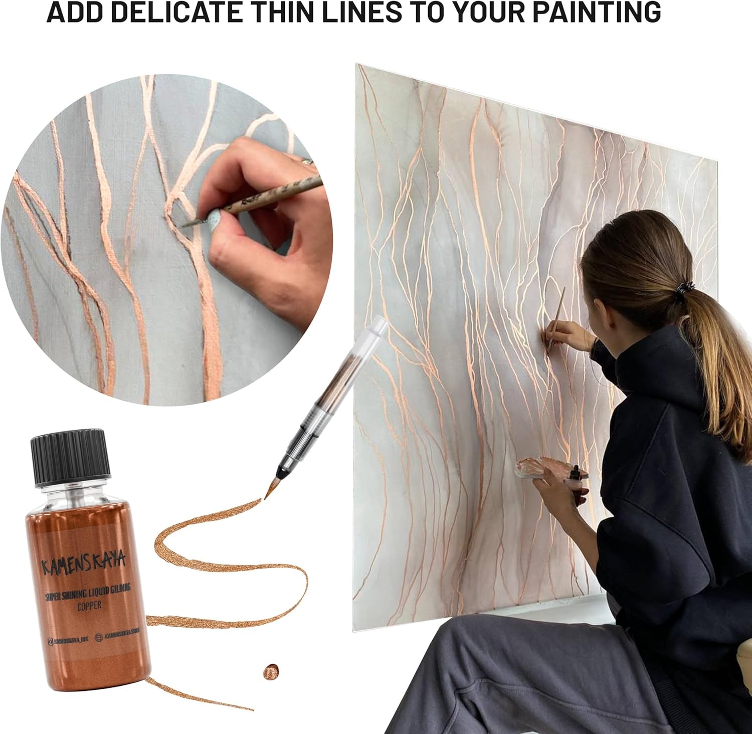 Liquid Gold Leaf Paint – Alcohol Based Fast Drying Rich Gold Liquid Leaf 0.68oz