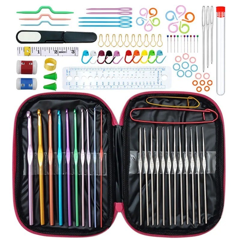 Crochet Hooks Set Steel Pastel 17 Styles Ergonomic Easy Grip Bright