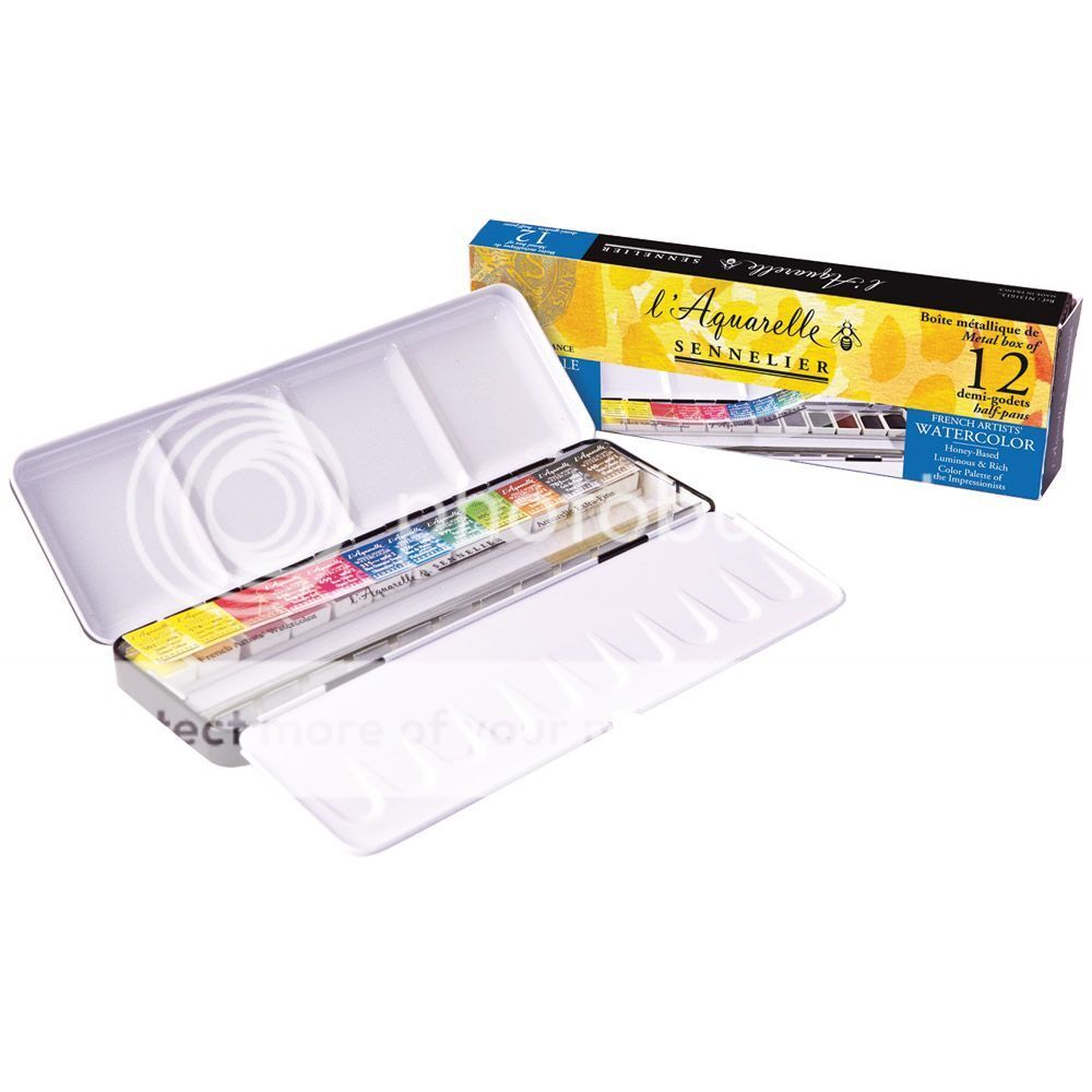 Sennelier l’Aquarelle Artists’ Watercolor 12 Half Pan Metal Box Set (N131613)