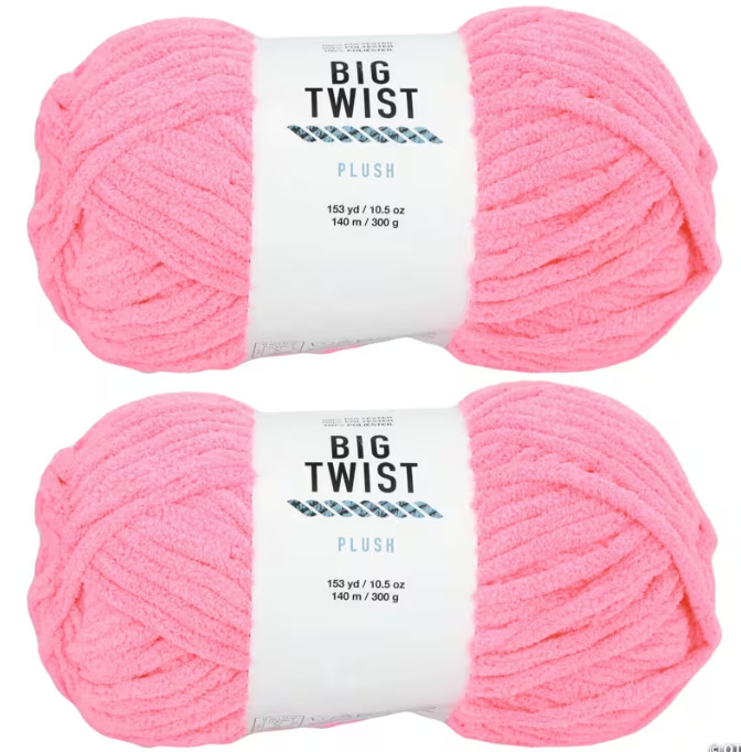 2 Skeins Solid Color Blanket Polyester Yarn, BIG TWIST