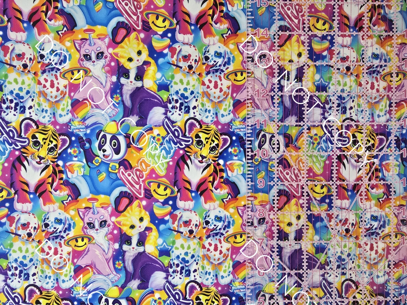 Custom 100% Cotton Woven Fabric Lisa Frank Cat Rainbow By the 1/4 Yard 9×56
