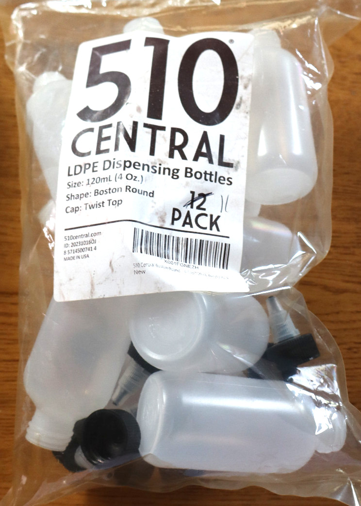 11 pack of 4oz (120mL) LDPE Plastic Boston Round Bottles W/ Cap Twist Top