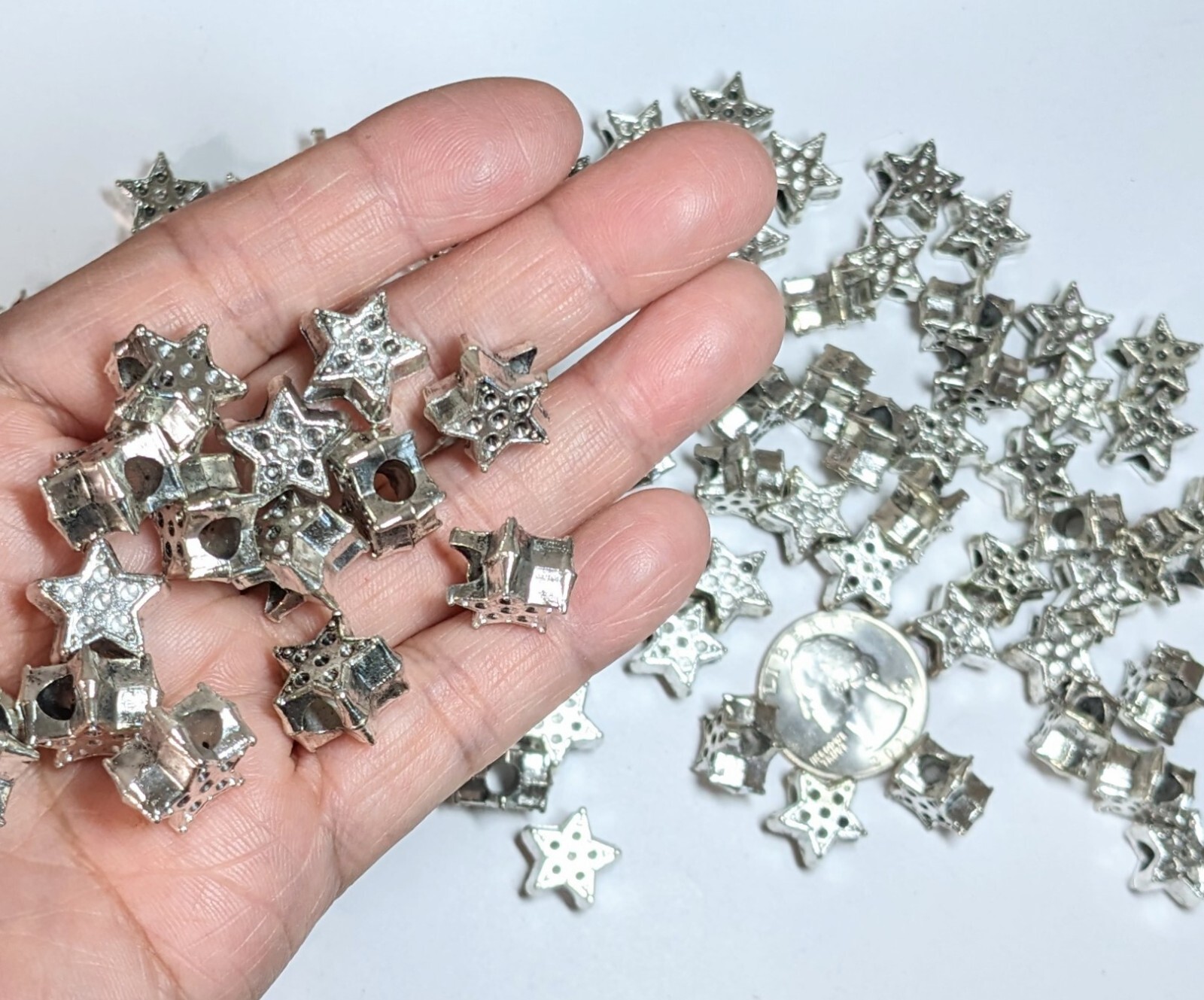 European Charms Star Charms Bead Antique Silver Tone DIY Finding 20 pcs 10x10mm