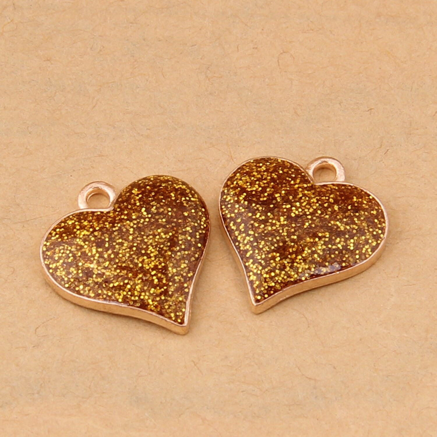 Clearance 20PCS Enamel Gold Tone Heart Charms Pendants, Red, Gold, Blue GC54