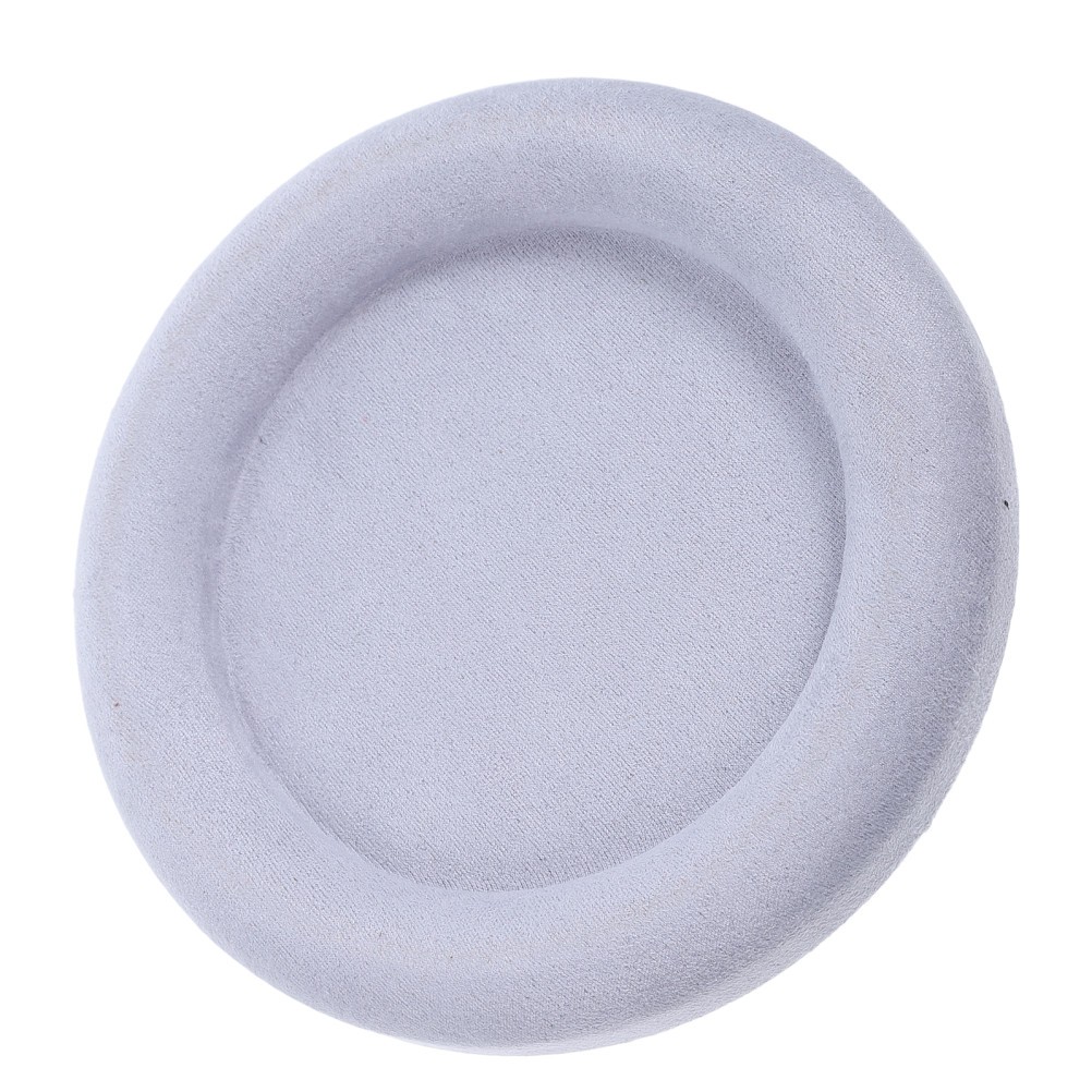 Round Jewelry Display Plate with Wrinkle Resistant Velvet Surface Light Grey