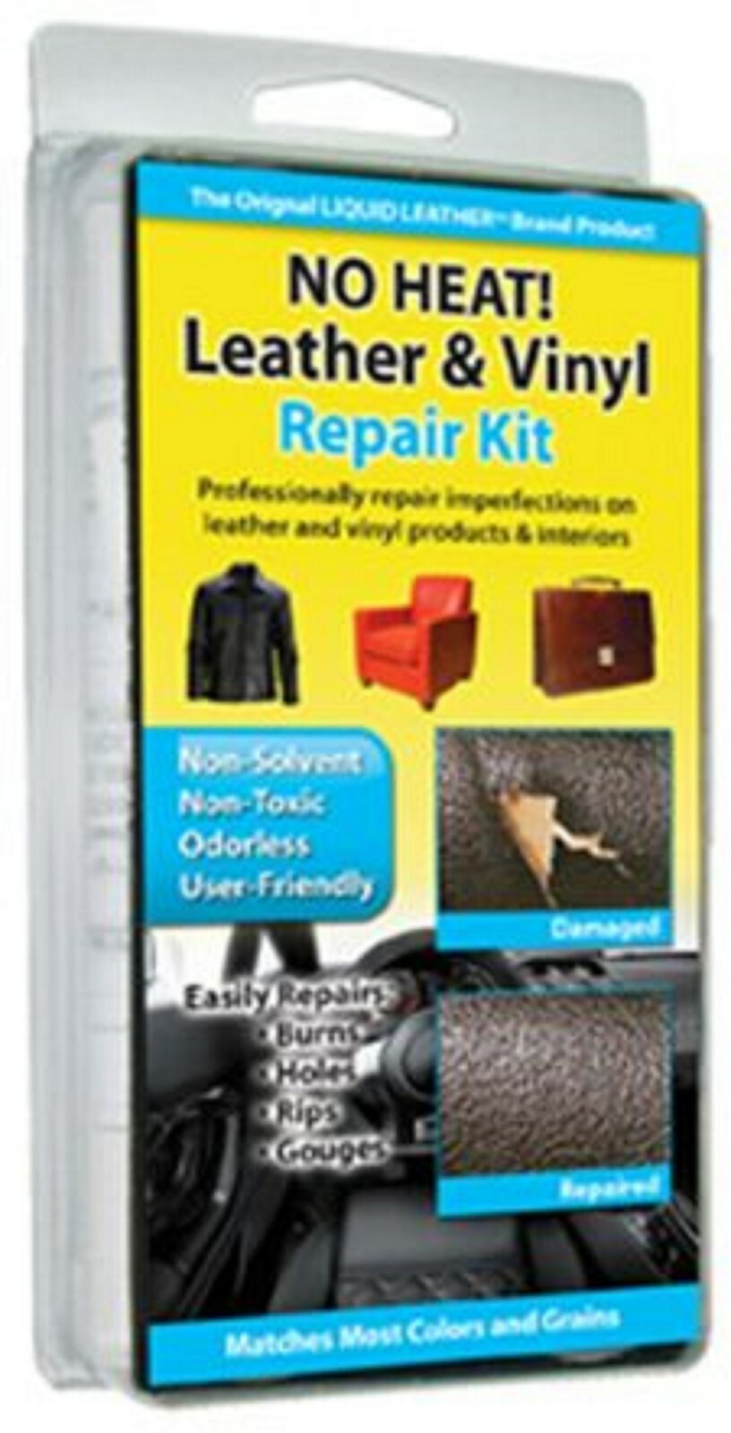 NO HEAT Leather Vinyl REPAIR KIT Fix holes, rips, burns——-brand new