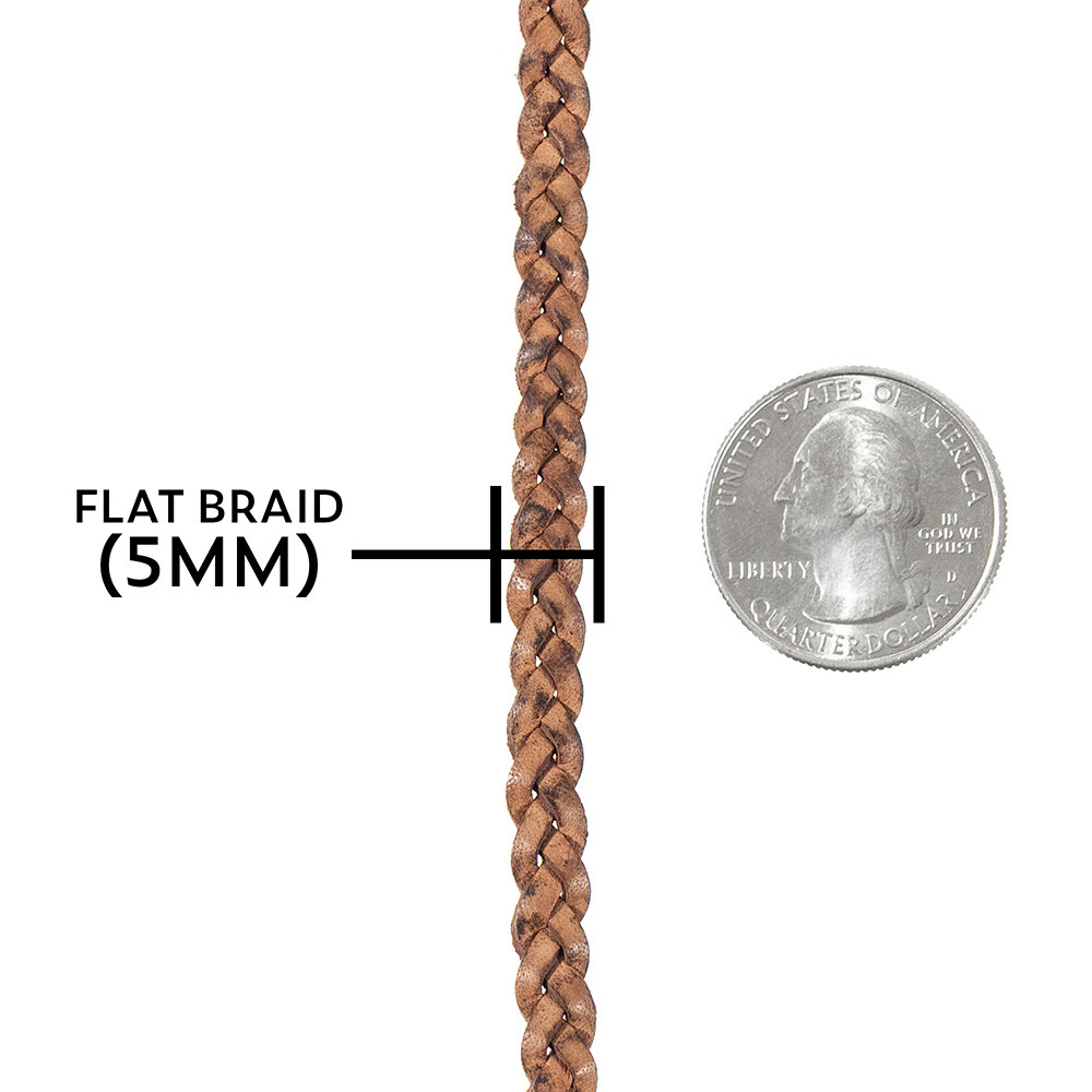 Flat Braided Leather Cord – 5mm & 10mm Widths – 5, 10, 25 YD Lengths – 5 colors