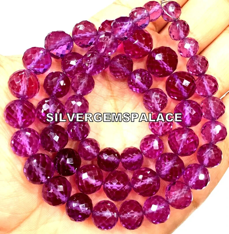 Extremely Rare~AAAA+ Alexandrite Faceted Beads Round Ball Purple Gemstone Beads.