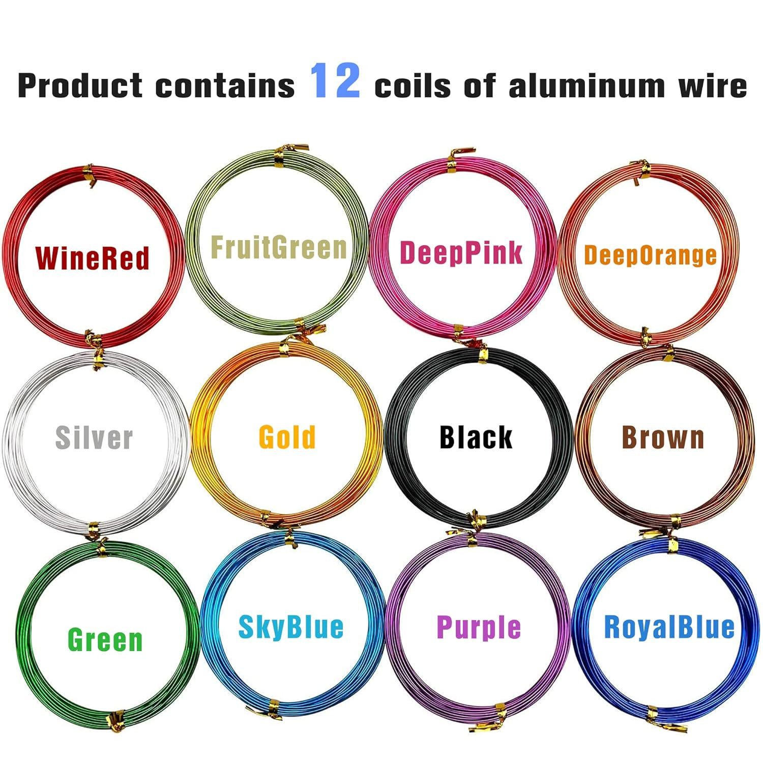 12 Rolls Colored Aluminum Craft Wire 196.8 Feet 18 Gauge 1Mm Flexible Anodized C