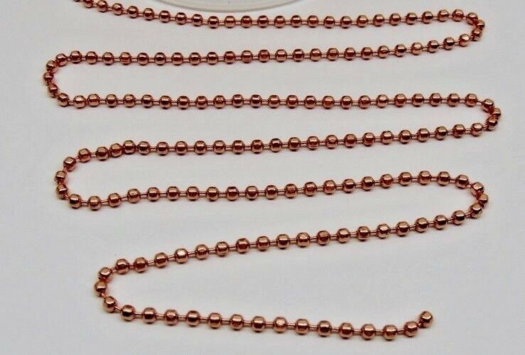 100% COPPER Ball Chain ~ Faceted Bead ~ 3.2mm ~ w/ or w/o Connectors Made in USA