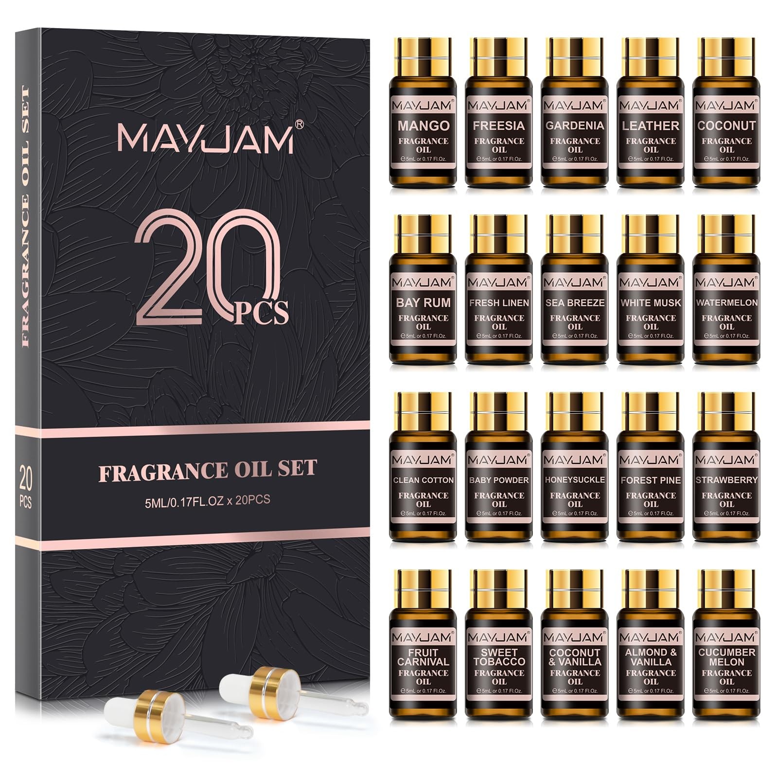 MAYJAM Fragrance Oil Gift Set, Top 20 Essential Oils 3.38 Fl Oz (Pack of 1)