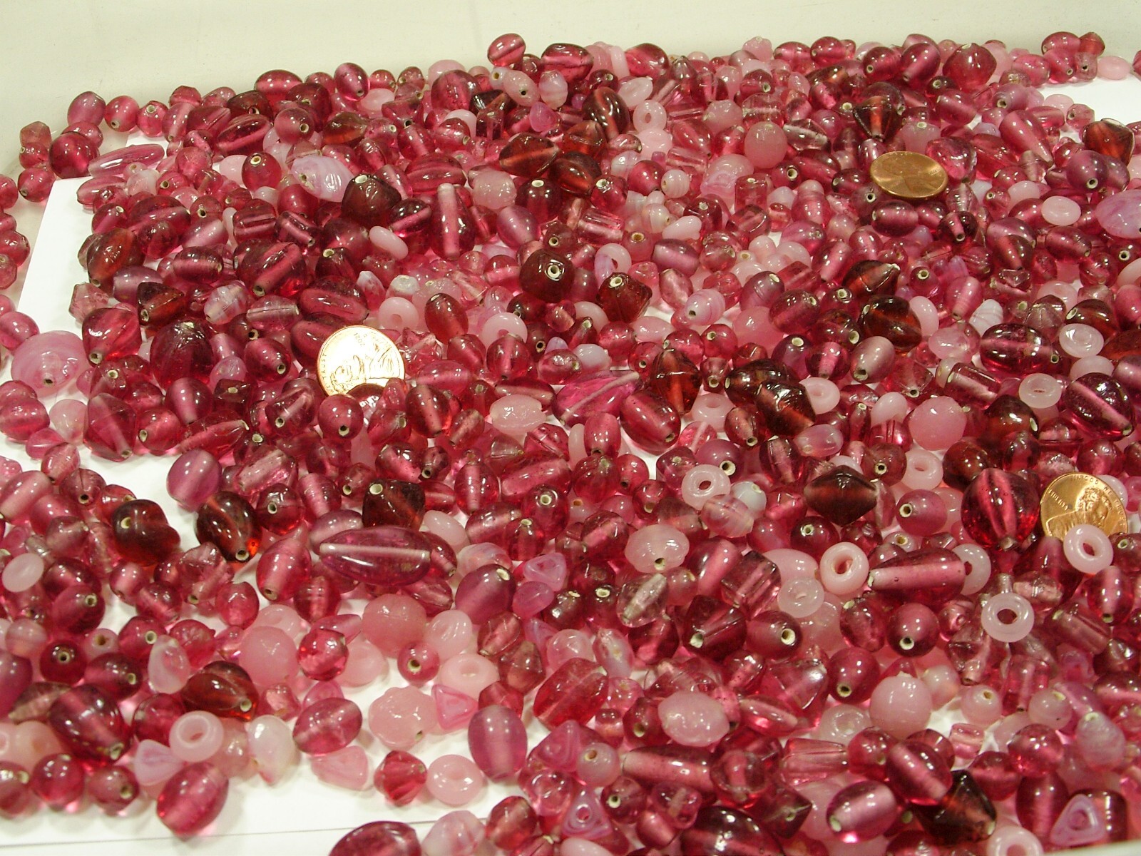 2 Pounds Assorted Shapes and Sizes India Handmade Pink Glass Beads Bulk (GV-3B)