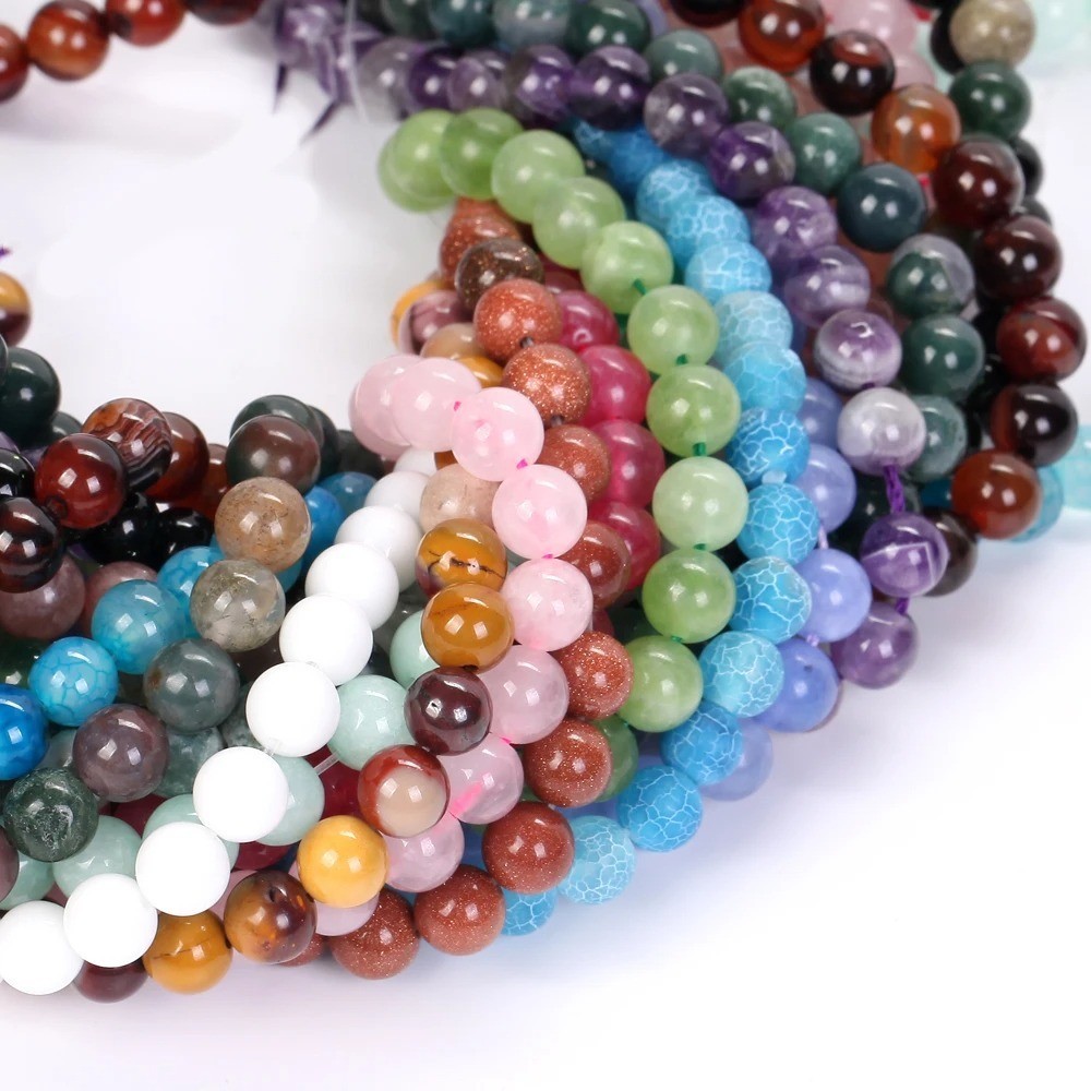 Natural Gemstone Beads Round Jewelry Making Strand Healing 4mm 6mm 8mm 10mm 12mm