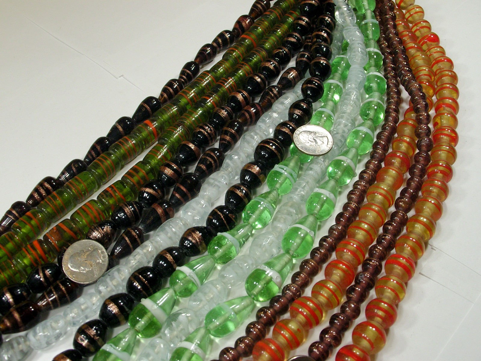 14 Strands (15″) Assorted Closeout India Handmade Glass Beads Lot (MQD-2)⭐