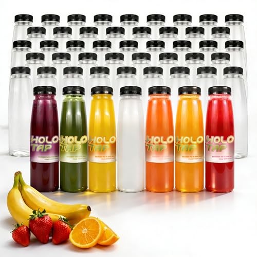54 Pack 7OZ Plastic Bottles with Caps, Empty PET Disposable Plastic 7 OZ Black