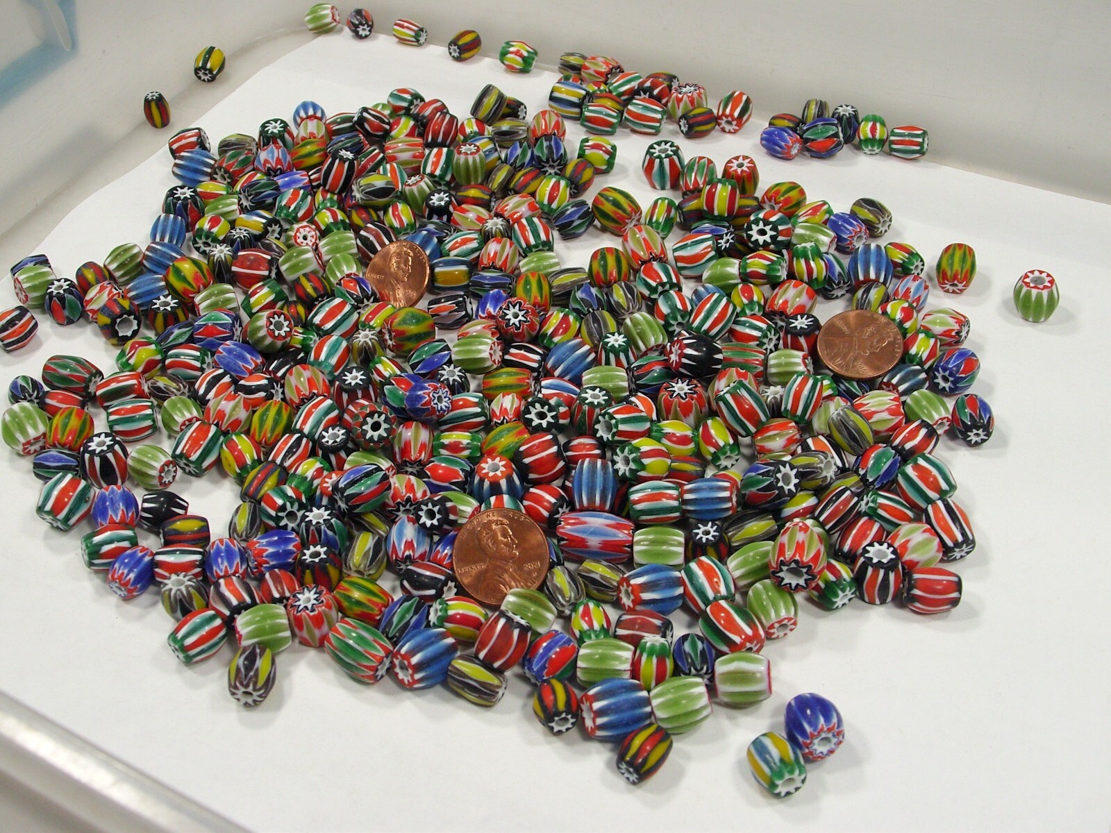 One Pound Assorted India Handmade Chevron Glass Beads Bulk Lot Sale (KPX-53)