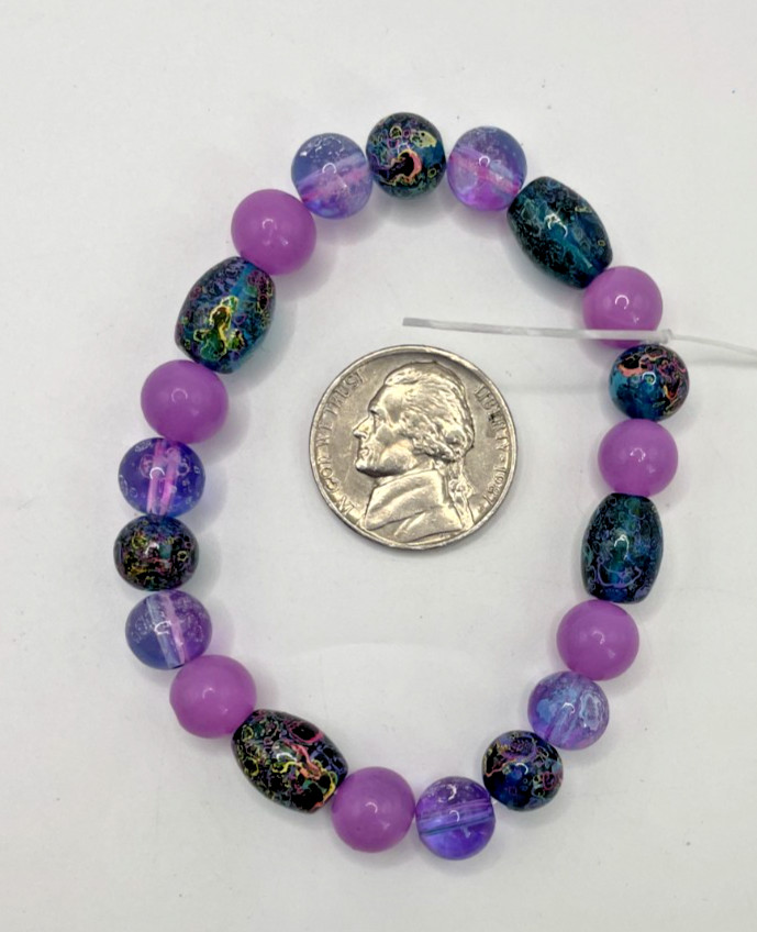 Glass Bead “Galactic” Mix Rounds Barrels Jewelry Making Bracelet 120 beads/4oz
