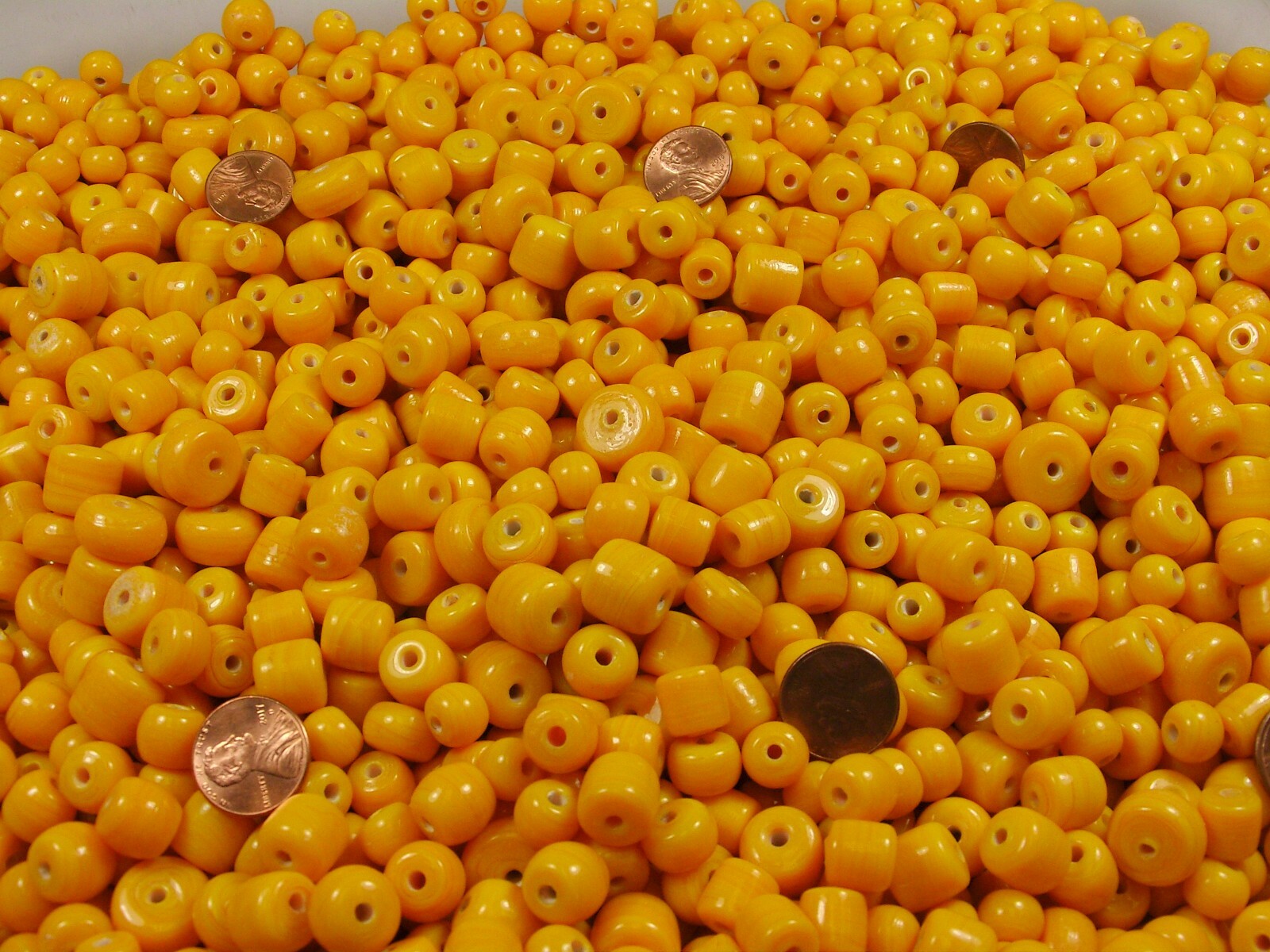 4 Pounds Assorted Shapes and Sizes India Handmade Amber Yellow Glass Bead (FV-2)
