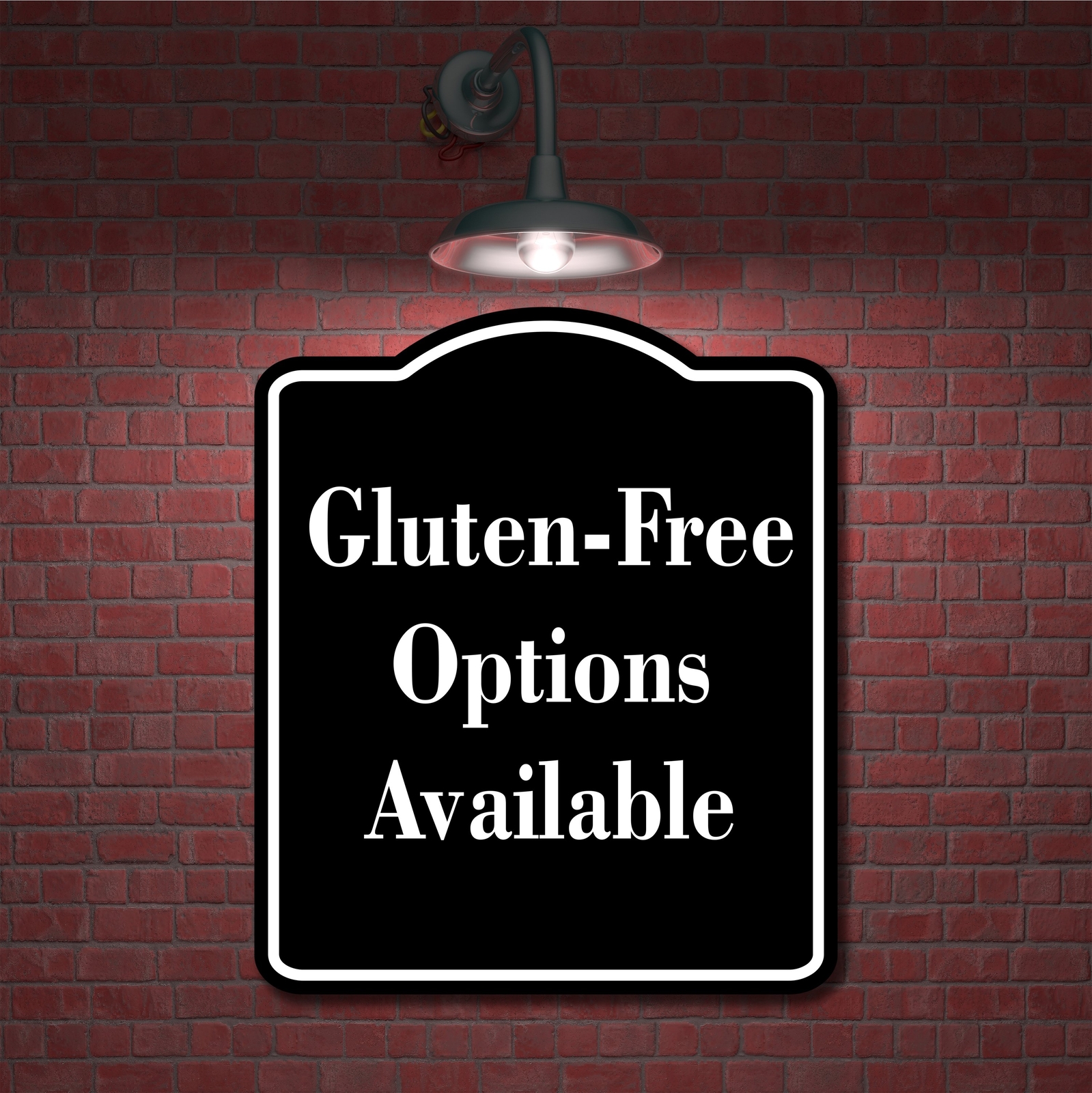 Gluten-Free Options Available BLACK Aluminum Composite Sign