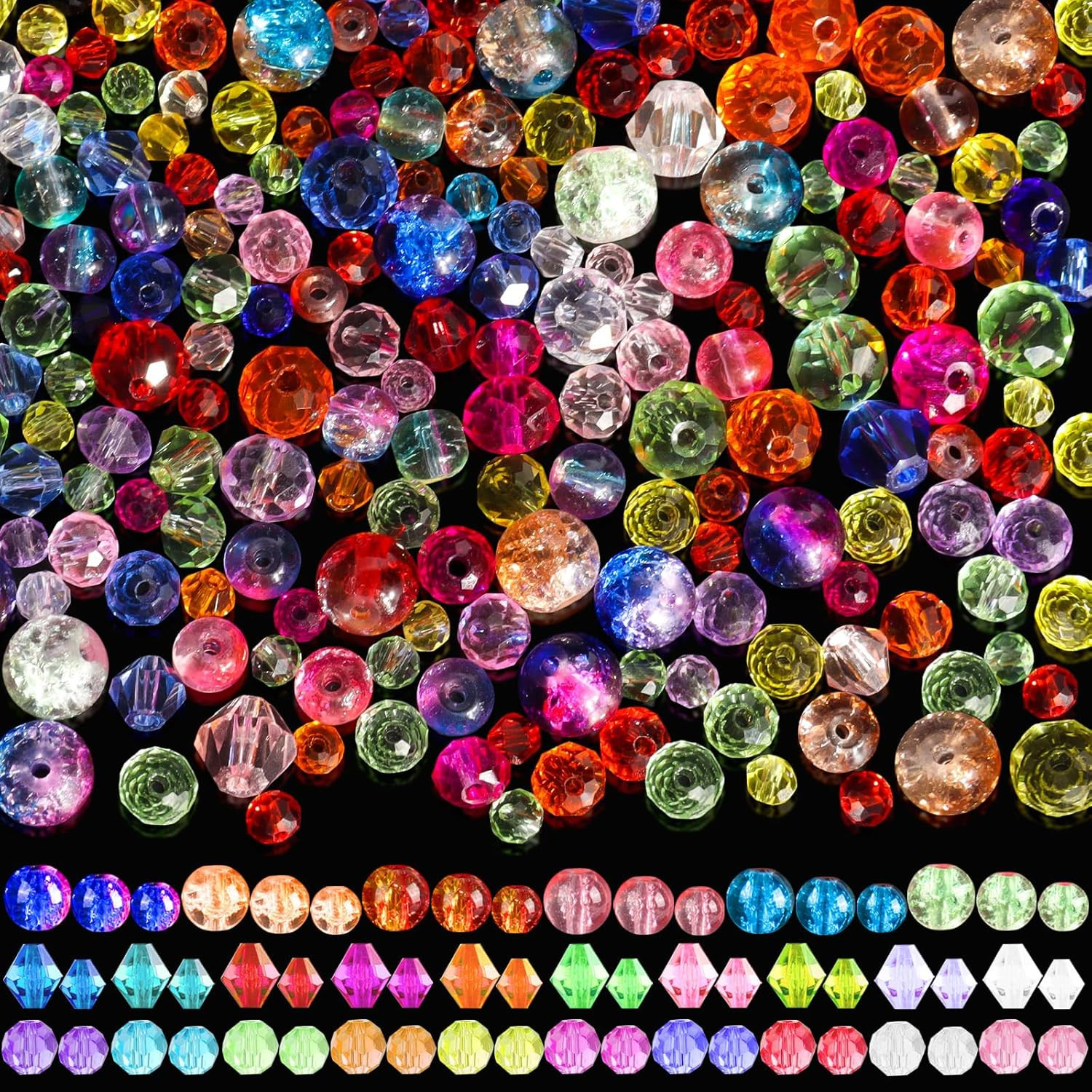 1300PCS Glass Beads for Jewelry Making Colorful Rainbow Craft Crystal Beads A…