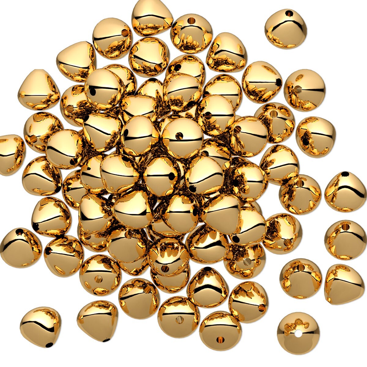 Bead, 100 Gold Plated Brass Smooth 5x5mm Pear Teardrop with 0.9mm Hole