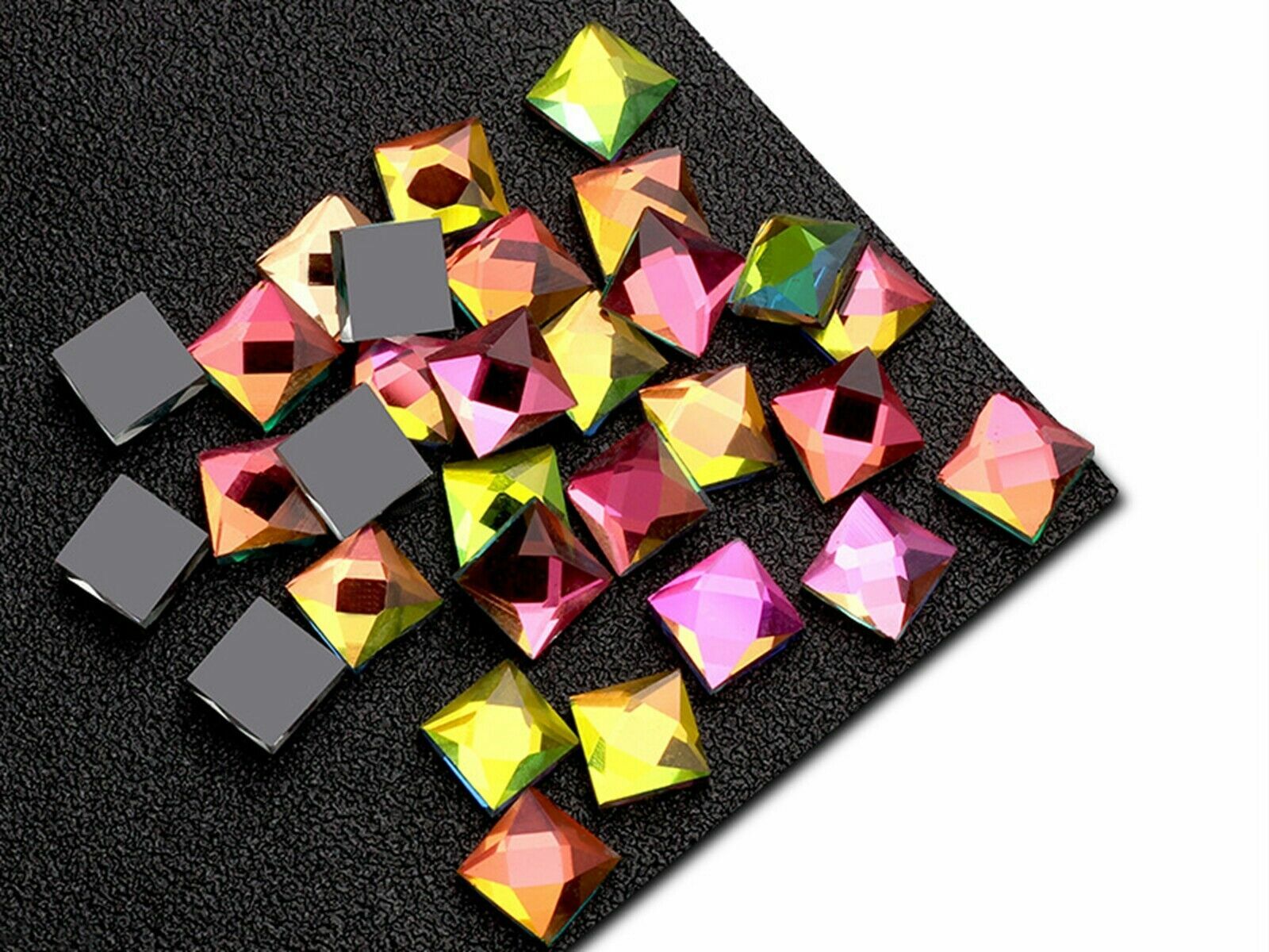 100 Faceted Square Flatback Glass Crystal Rhinestone Gems 10X10mm Color Choice