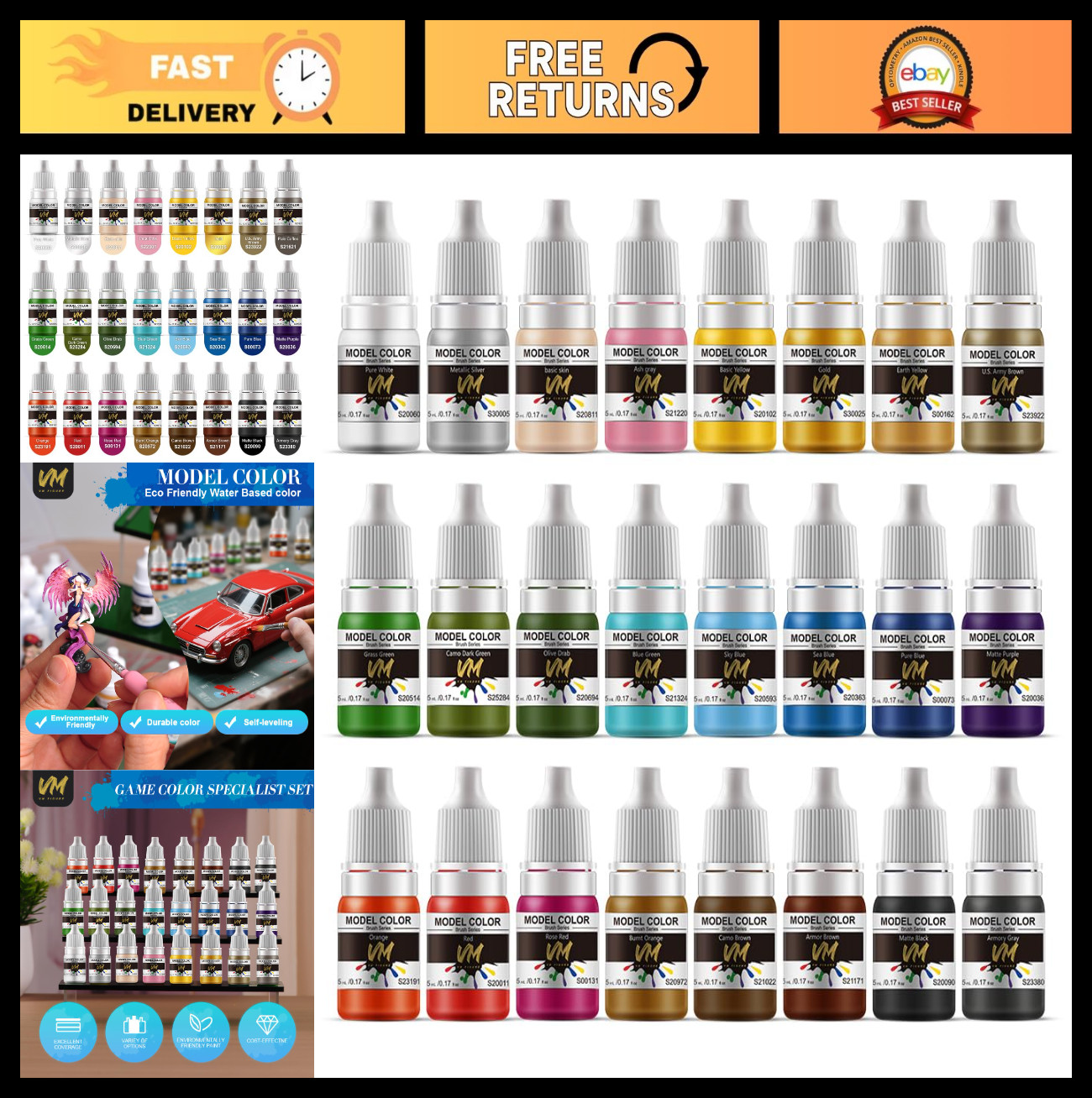 Eco-Friendly Miniature Paint Set – 24 Water-Based Pigments for Models, Non-Fadin