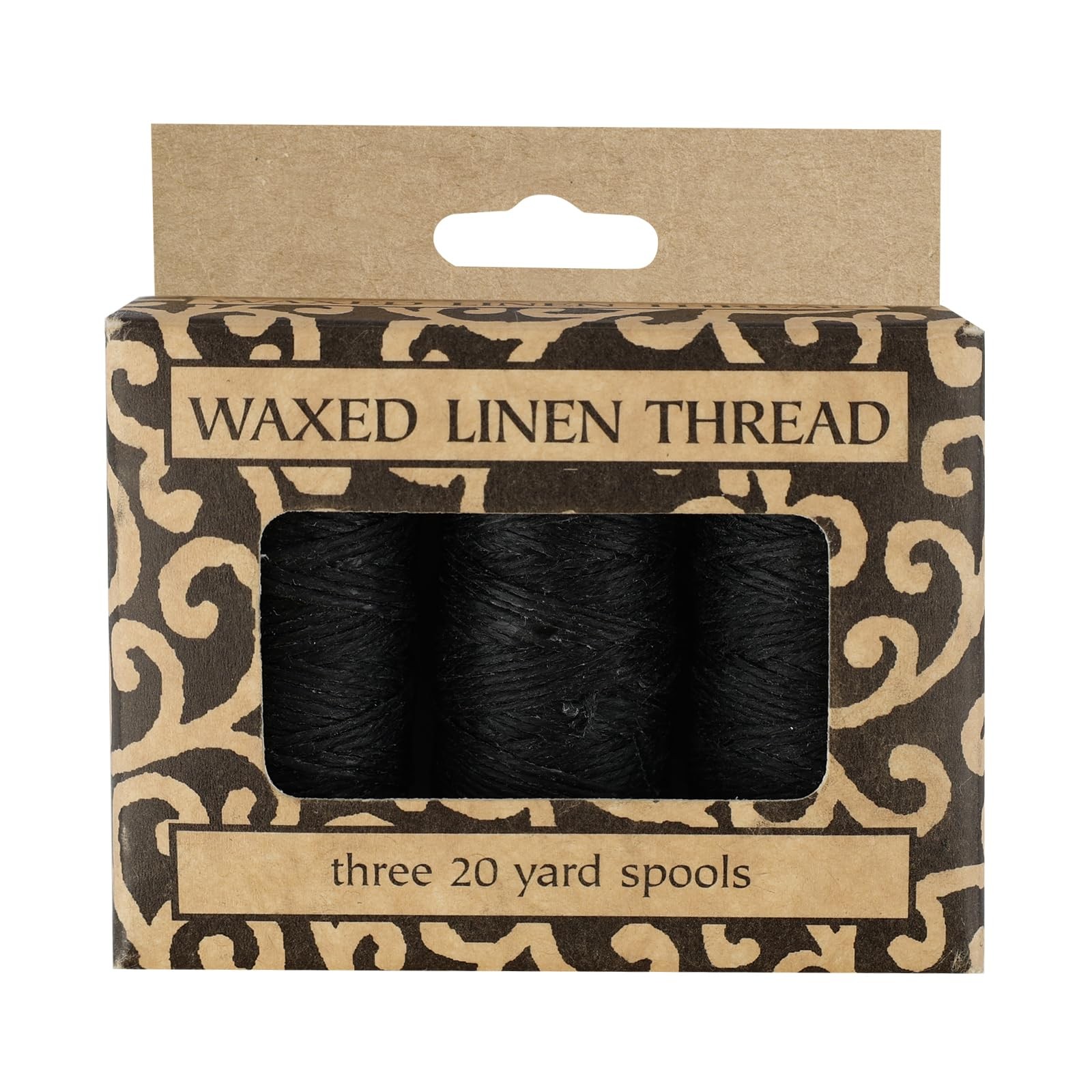 Waxed Genuine Linen Thread 20 Yards Pack of 3 Spools Black BBHM209 LIN-BBHM209