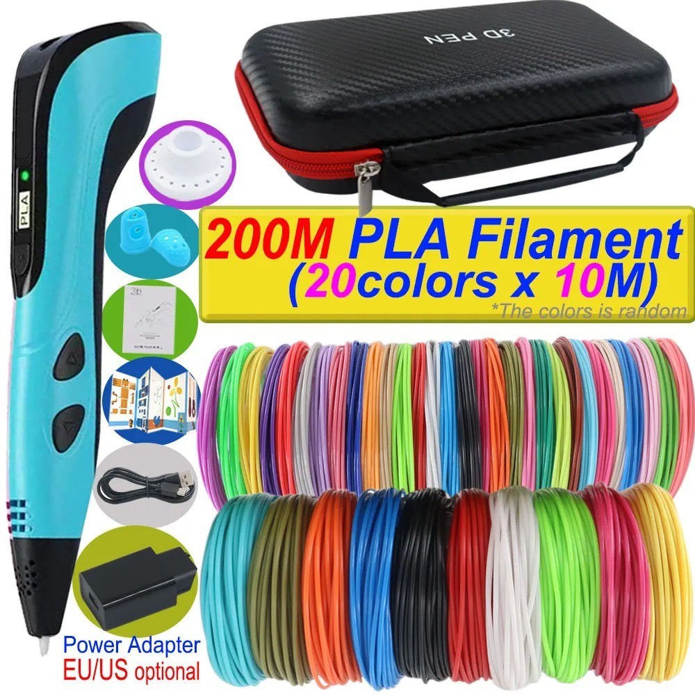 New Style 3D Printing Pen Set for Kids with PLA Filament Power Supply Travel Cas