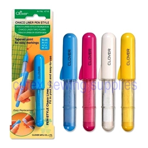 Clover Chaco Liner Pen Style Chalk Wheel Marker – White, Blue, Pink, Yellow