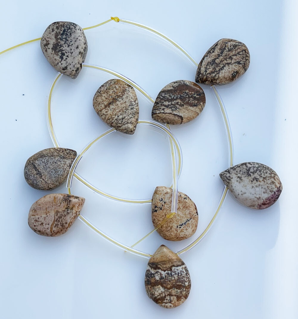 Tear Drop or Pear Shaped Jasper Beads – 15mm x 20mm – 9 Beads