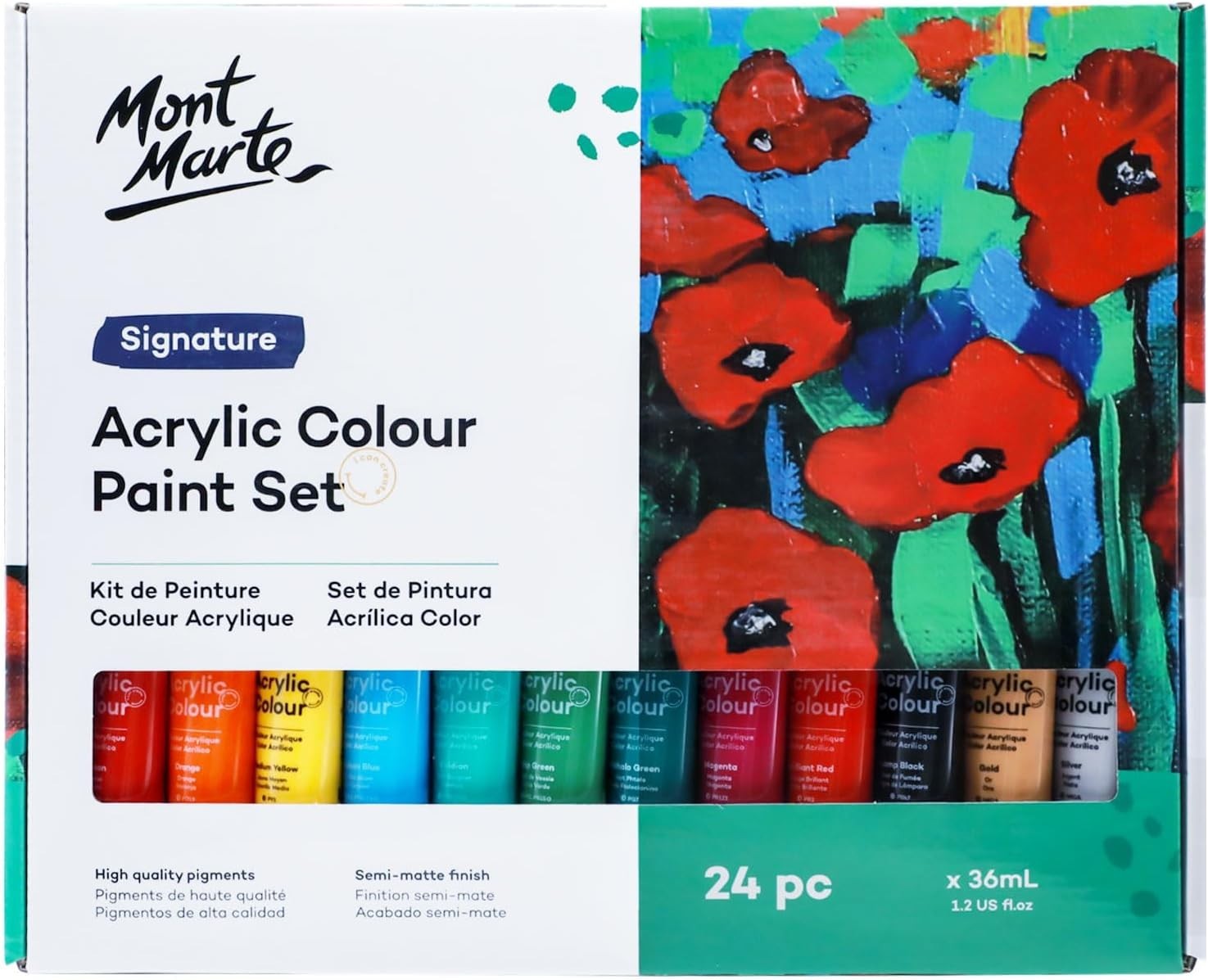 Acrylic Colour Paint Set Signature 24pc x 1.21 fl.oz 36ml, Acrylic Paint Kit…