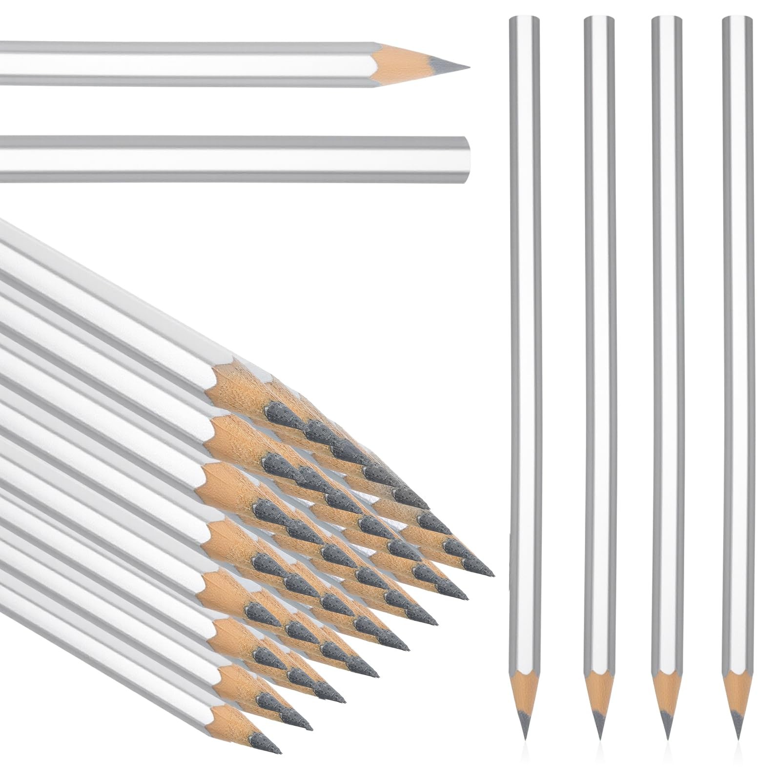 24 Pack Silver Streak Welders Pencil Metallic Marking Pencil Metal Pencils Fo…