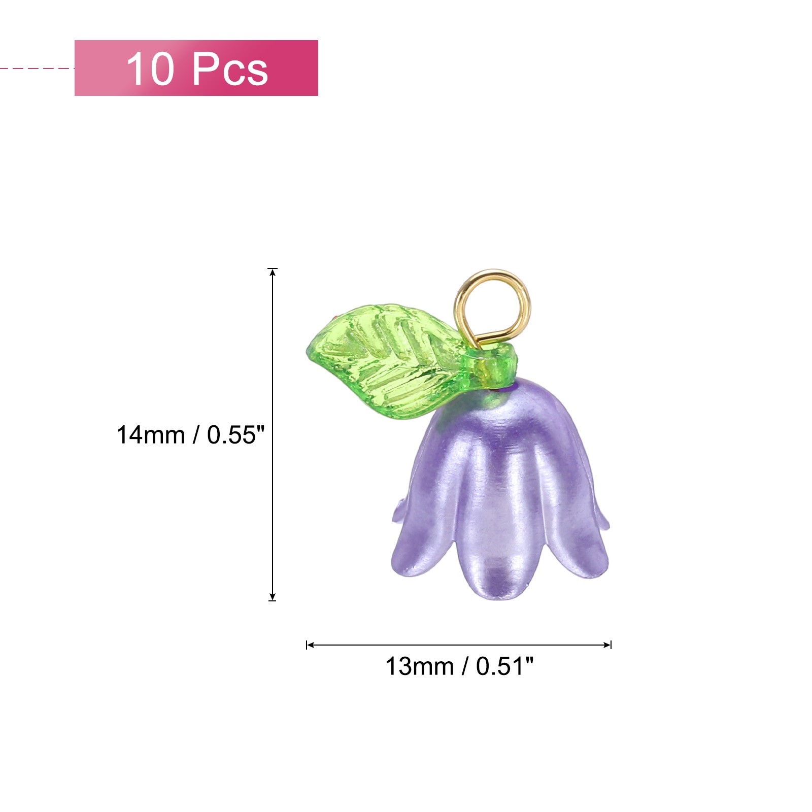 10PCS 13x14mm Acrylic Flower Charm Lily of the Valley Jewelry Purple
