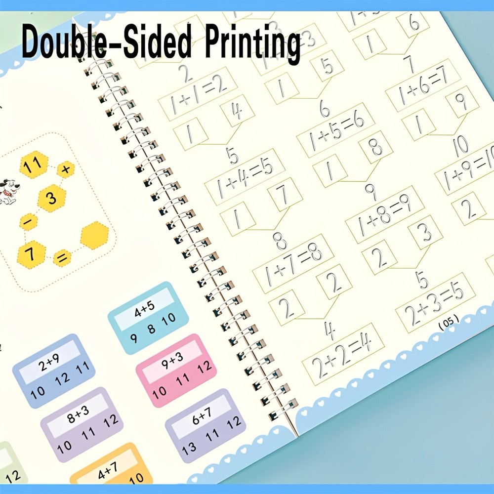 4 Magic Grooved Writing Practice for Kids Ages 3-8, Reusable Grooved Handwriting