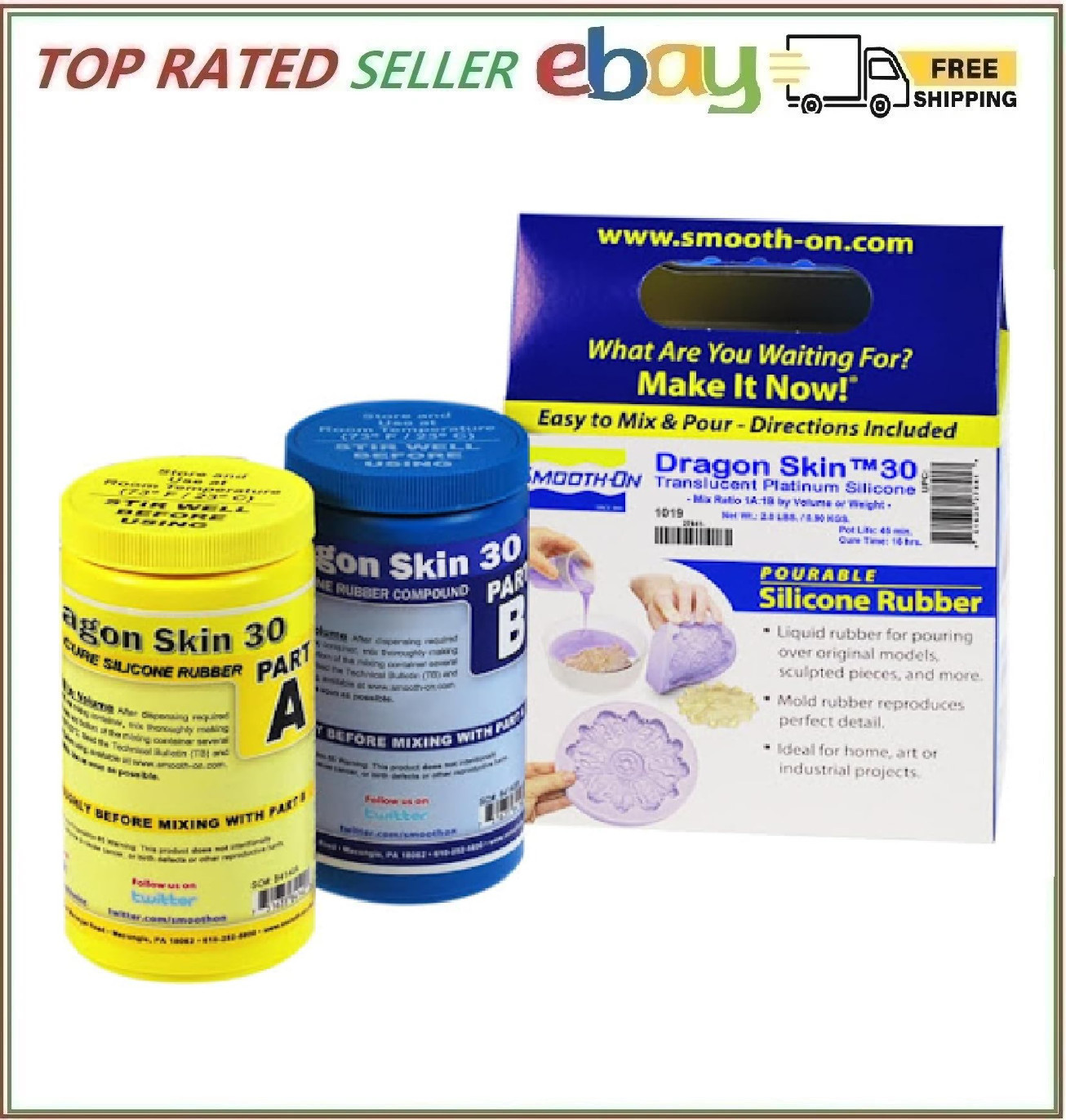 Smooth-On Dragon Skin 30 Platinum Cure Silicone Rubber 1 lb – Trial Unit