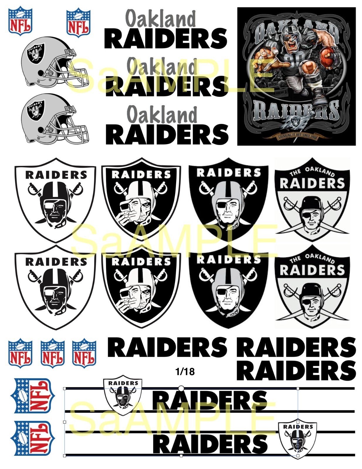Raiders 1/18 1/24 1/32 1/40 scale decals for die cast and model cars