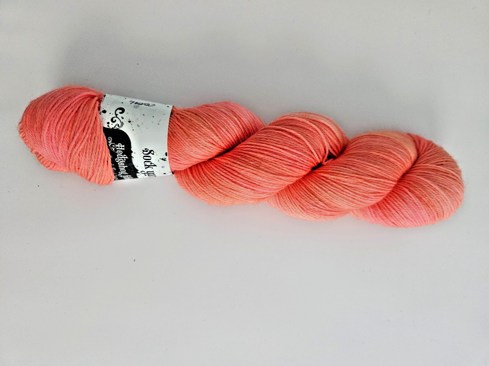 Hedgehog Fibres Hand Dyed Sock Yarn Merino / Nylon Blend Neon Orange Coral