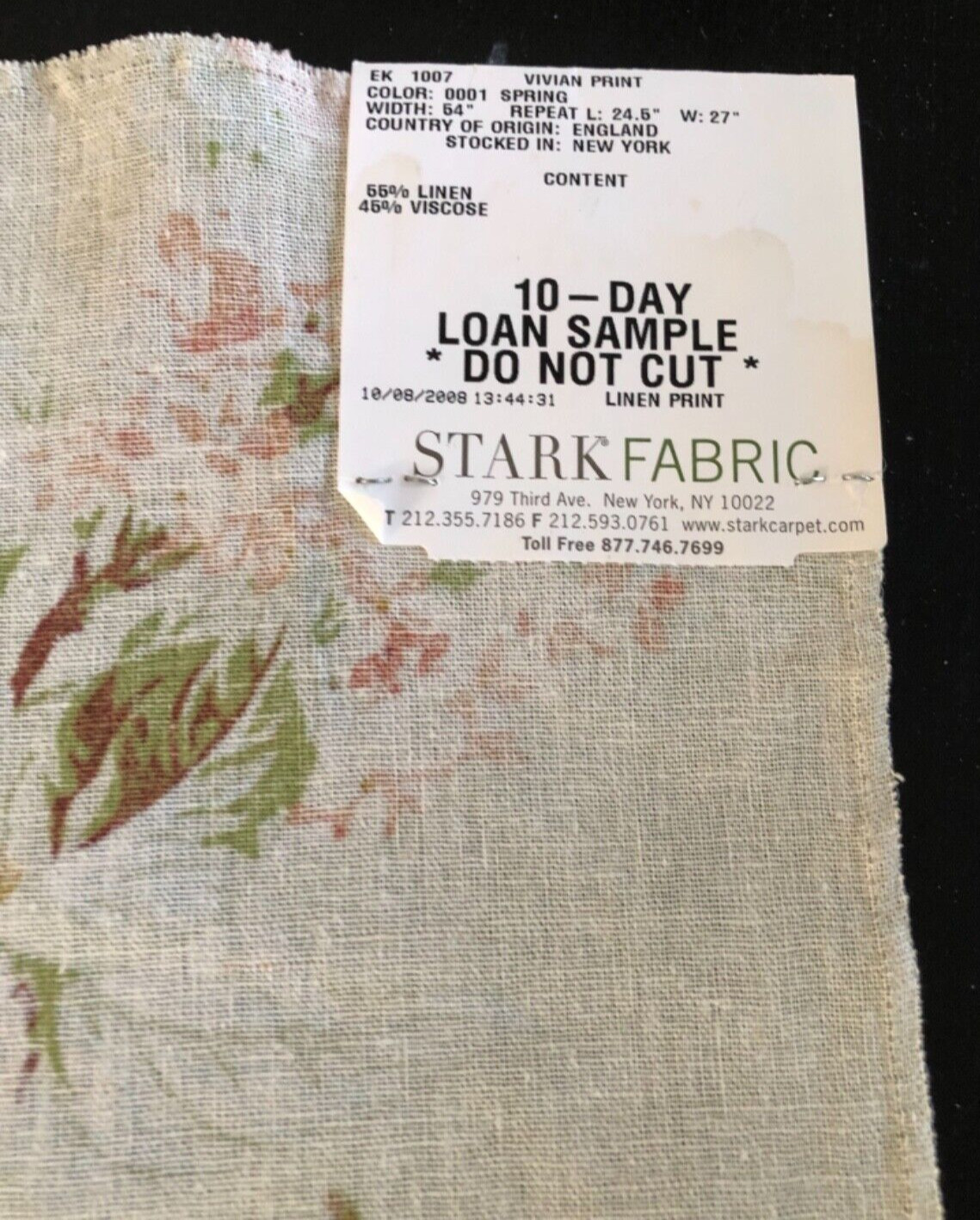 OLD WORLD WEAVERS Vivian Print in Spring 16 1/2 x 18″ Fabric Sample