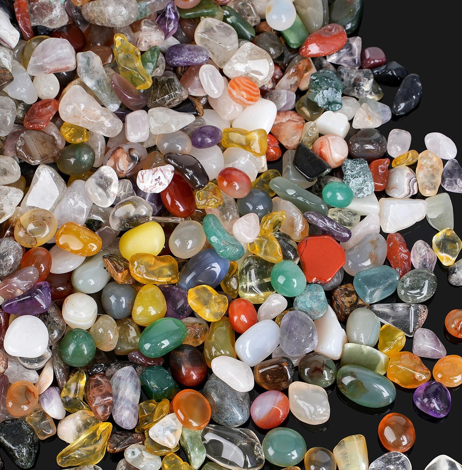 800Pcs+ (3lb) Gemstones and Crystals Set, 30 Kinds+ Crystals Bulk and Mineral…