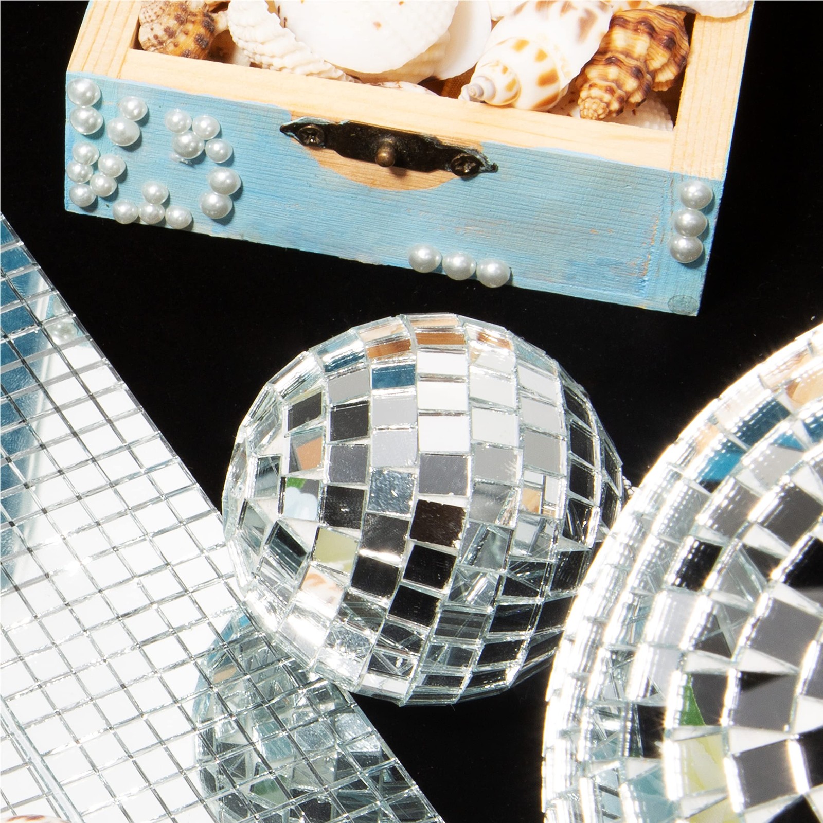 PP OPOUNT 1050 PCS Disco Ball Tiles, 10 x 10 mm 1050 PCS, Silver