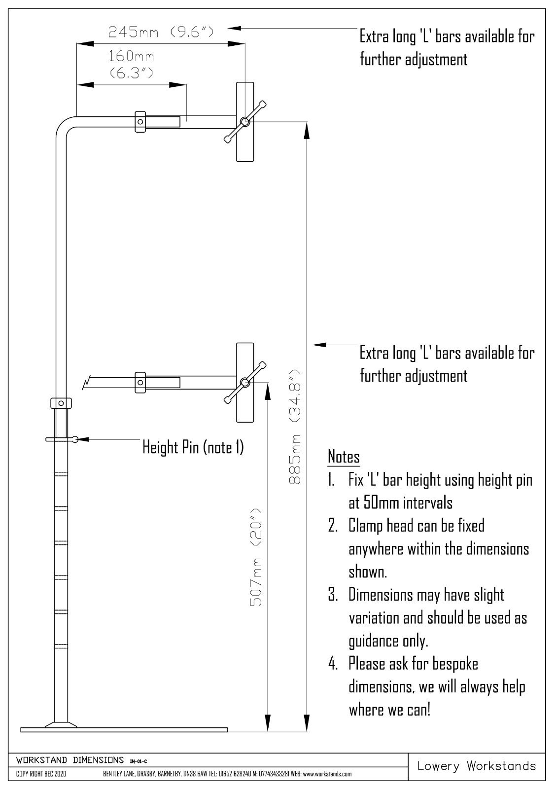 Lowery Silver Grey Workstand With Side Clamp SG1