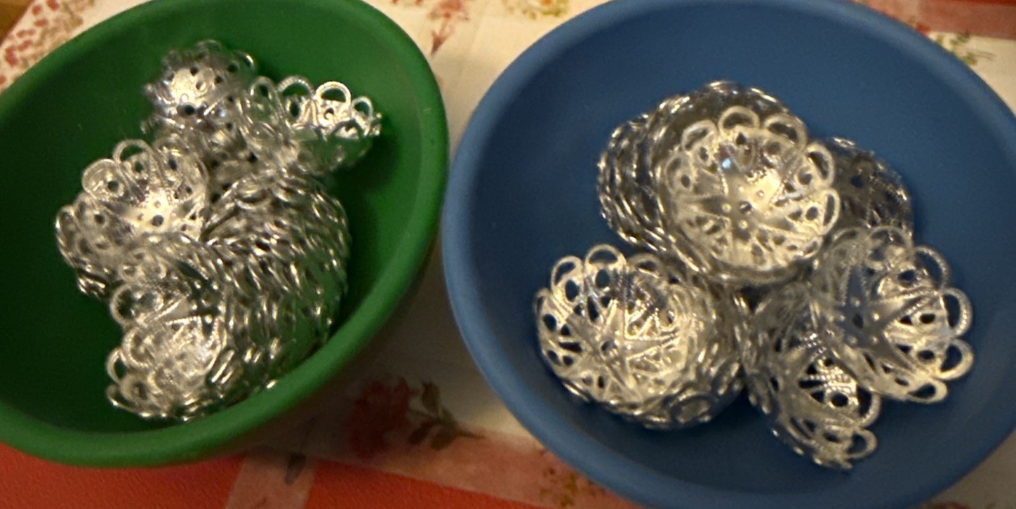46 Bead Caps Silver-Filled Aluminum 19x7mm Star Flower Design. US Seller