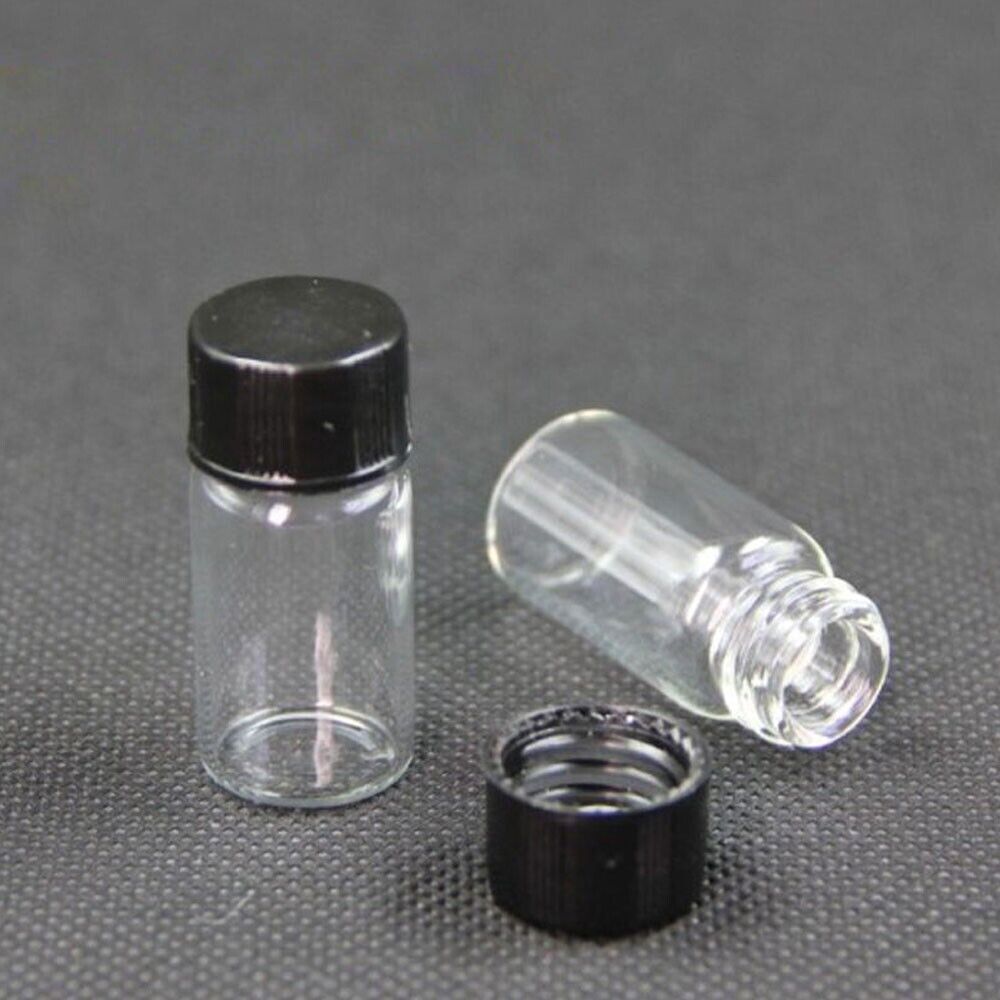 50pcs 3ml Mini Small Clear Glass Bottles Tiny Vials Empty Jars with Screw Caps