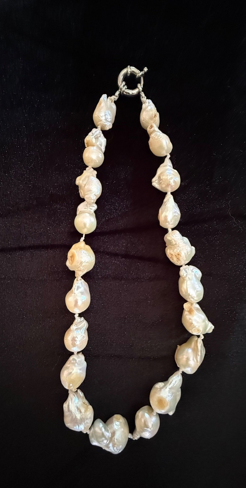 Vintage Freshwater Baroque Pearl Necklace with Metallic Clasp 17.5″ Long