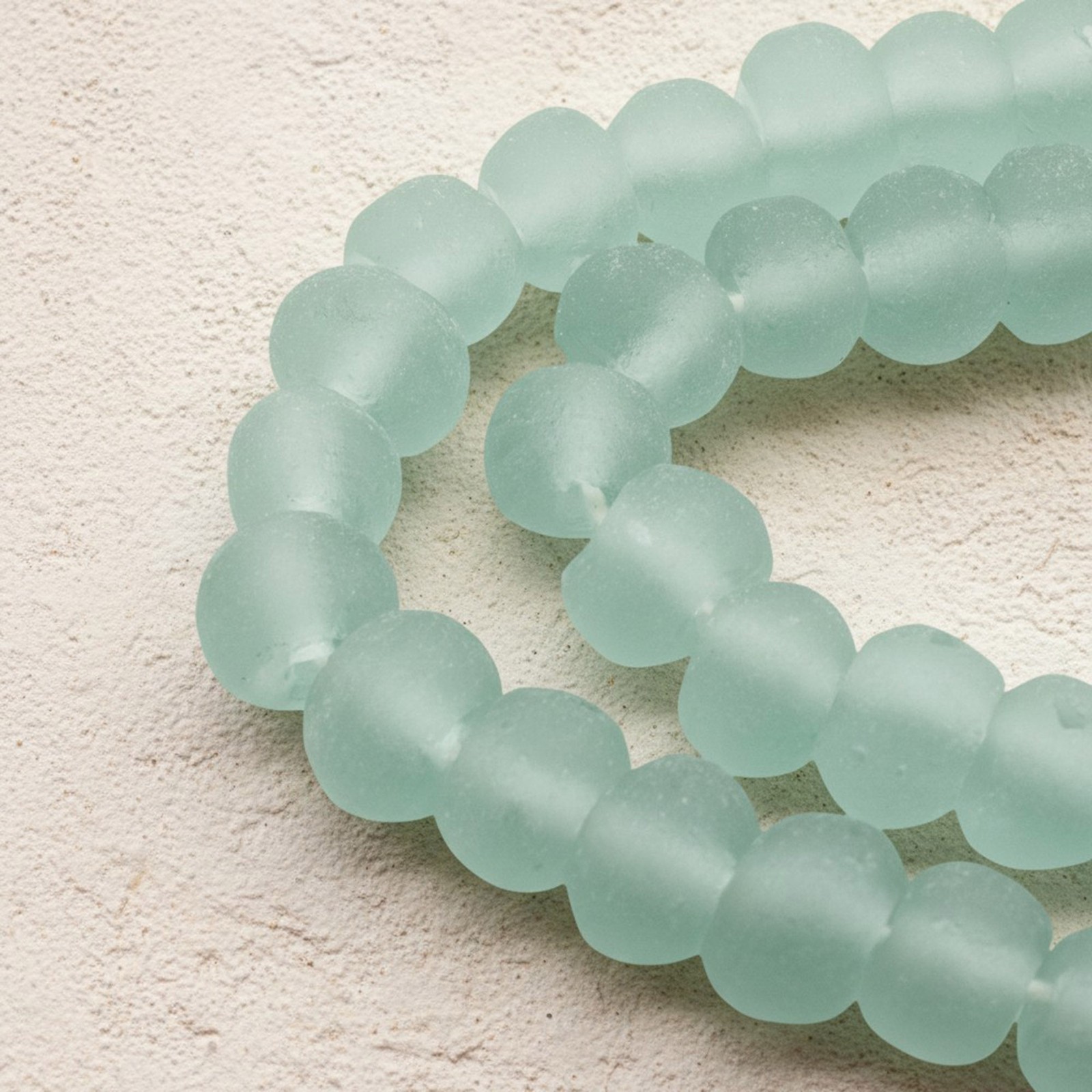 Light Green Recycled Glass Beads Sea Glass Round Rustic 8mm 50Pcs Eco Friendly