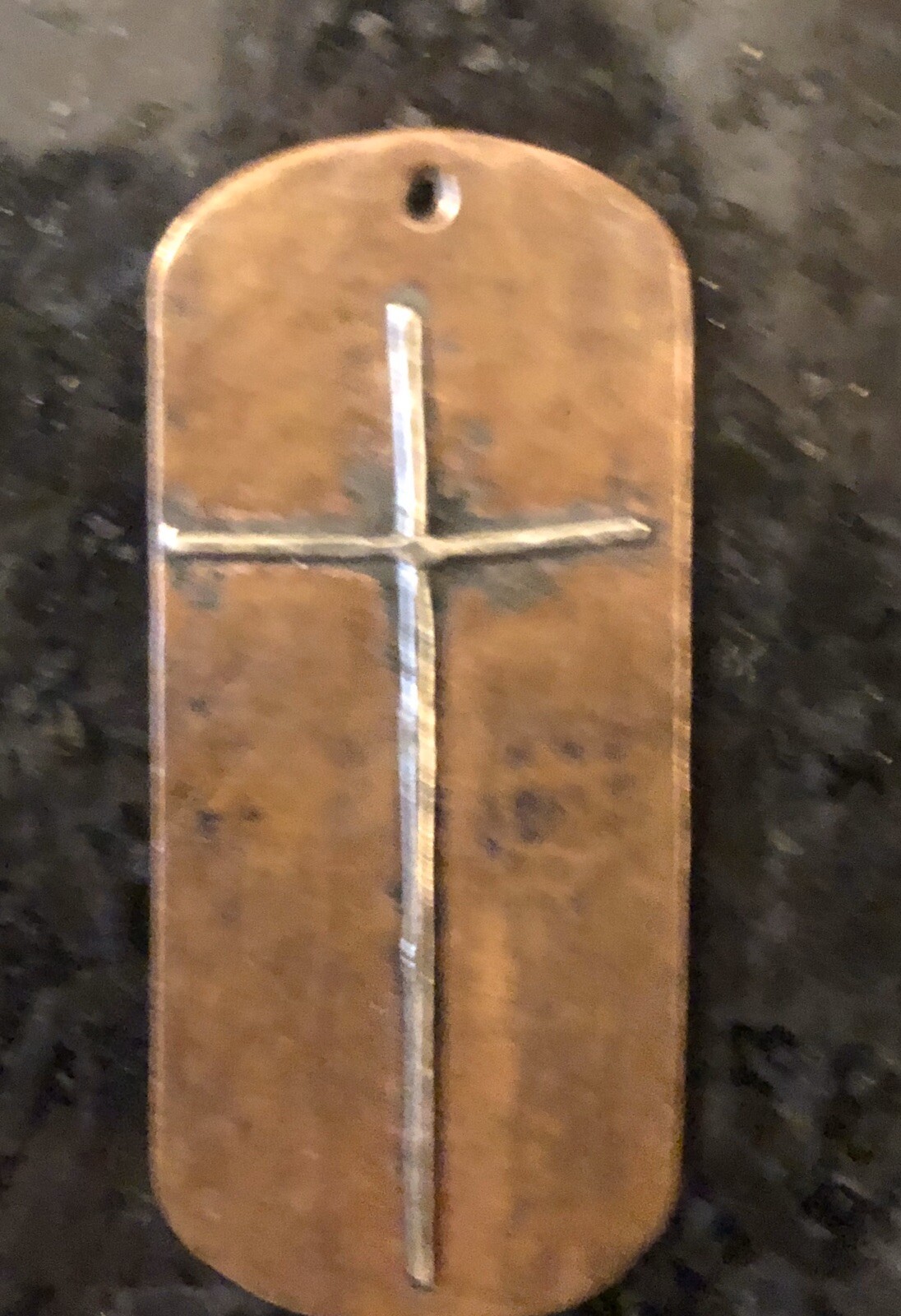 Hand Made Copper & Sterling Silver Dog Tag Style Pendant 1 Each, Color Varies