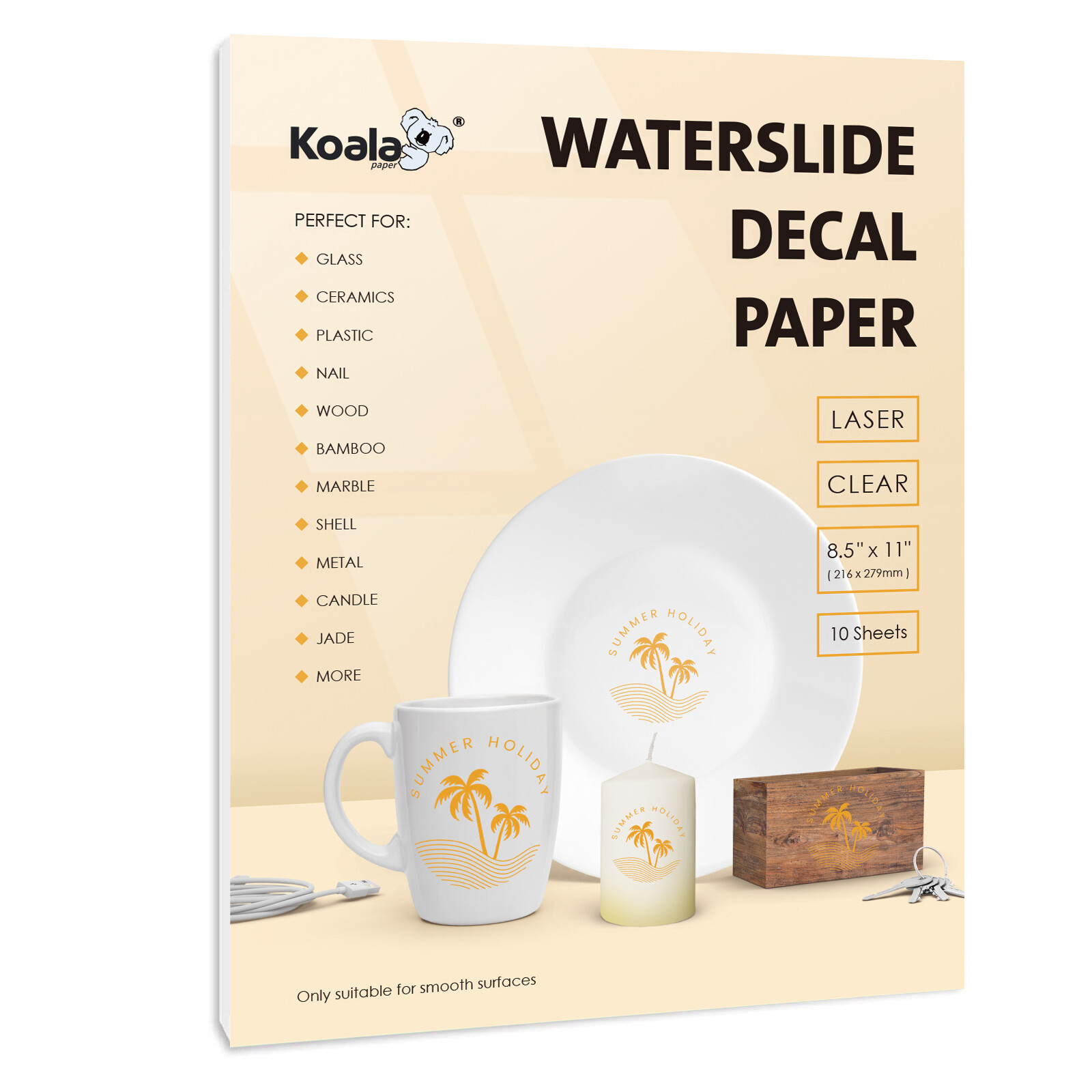 10 Sheet Koala LASER CLEAR Waterslide Decal Paper Premium Water Transfer 8.5×11