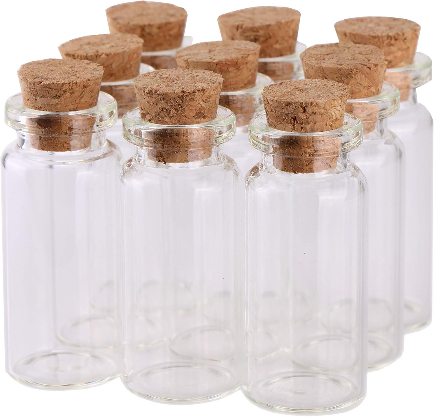 10Ml Small Glass Bottles with Cork Stoppers,Pack of 100 Vials Tiny Jars